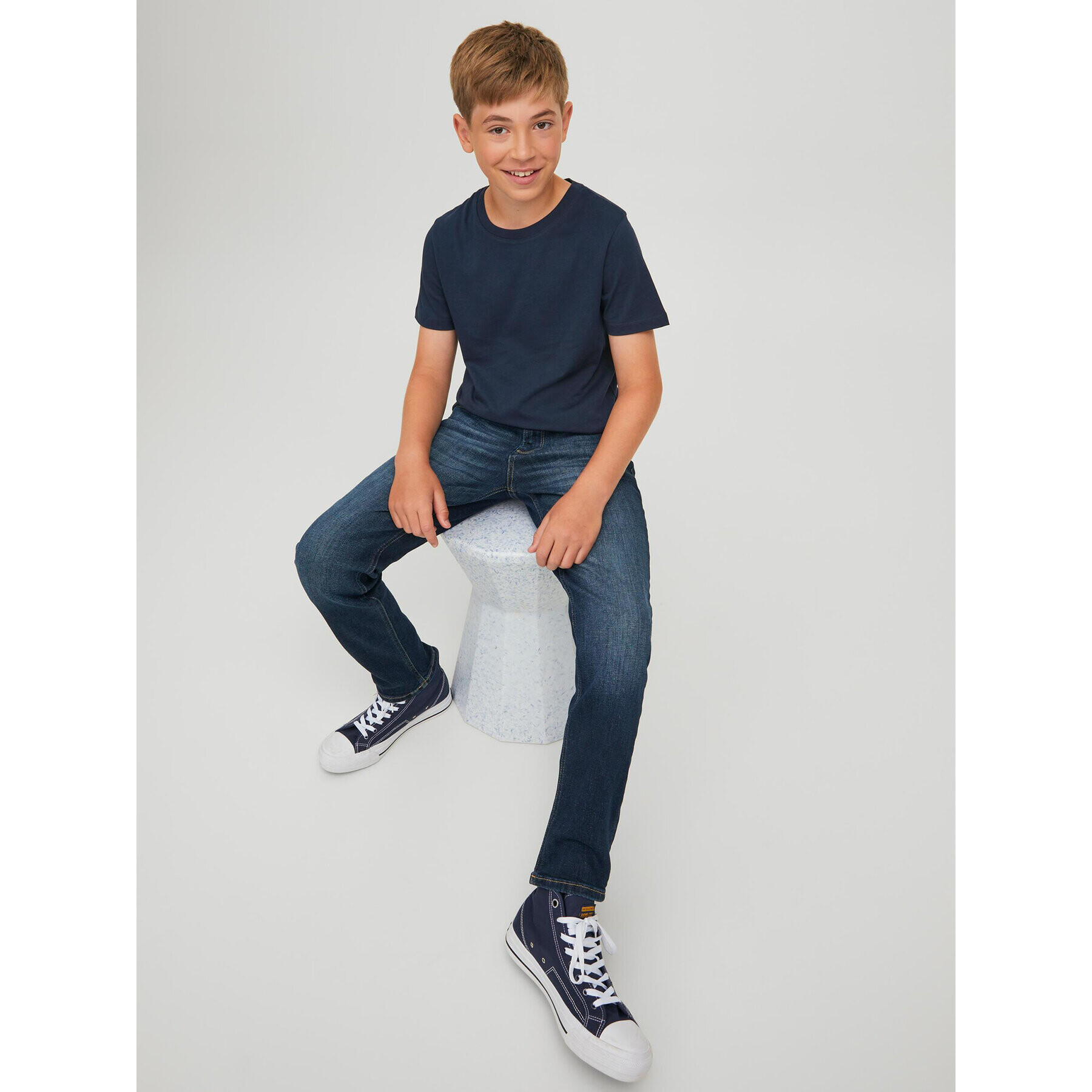 Jack&Jones Junior Тишърт 12158433 Тъмносин Slim Fit - Pepit.bg