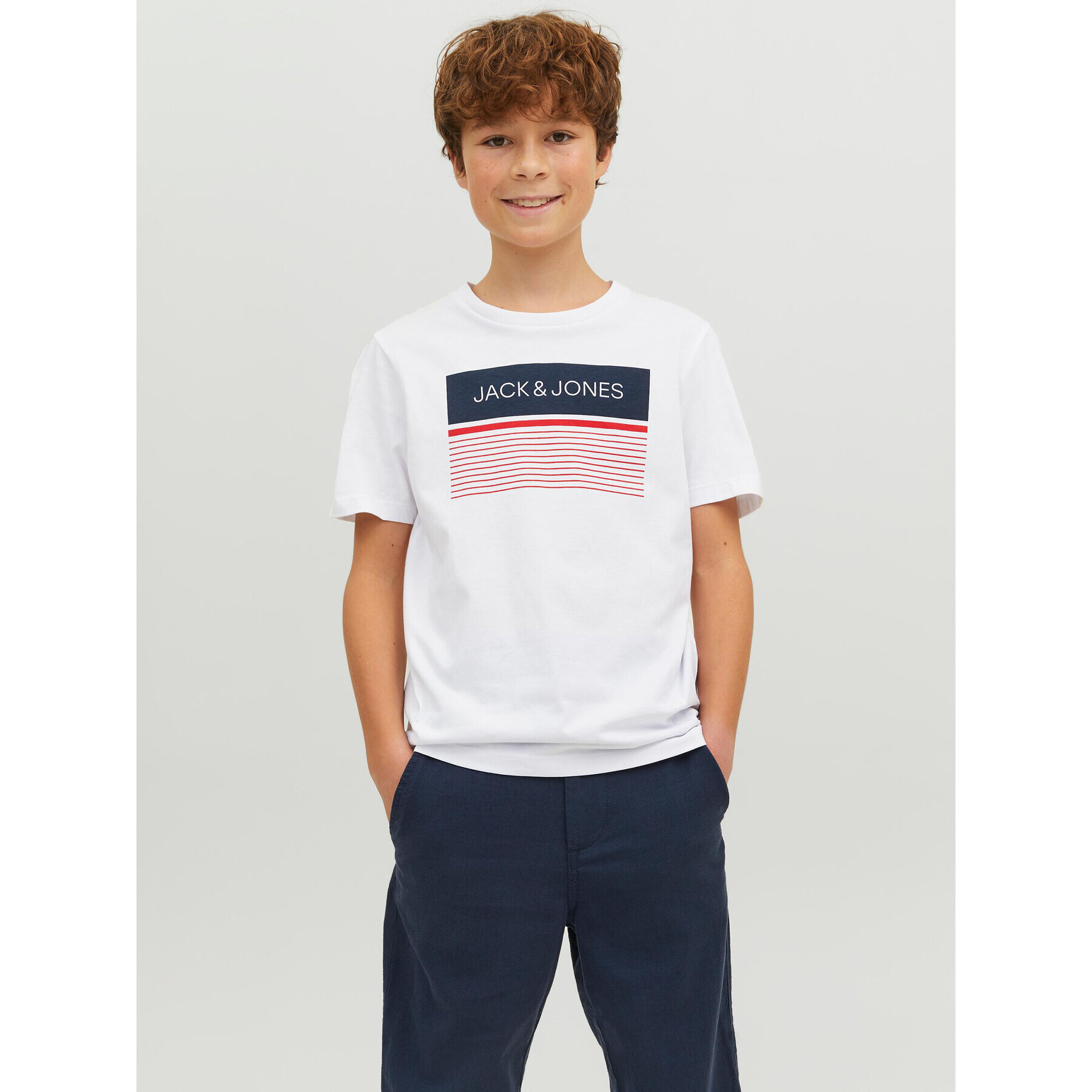 Jack&Jones Junior Тишърт 12224231 Бял Regular Fit - Pepit.bg