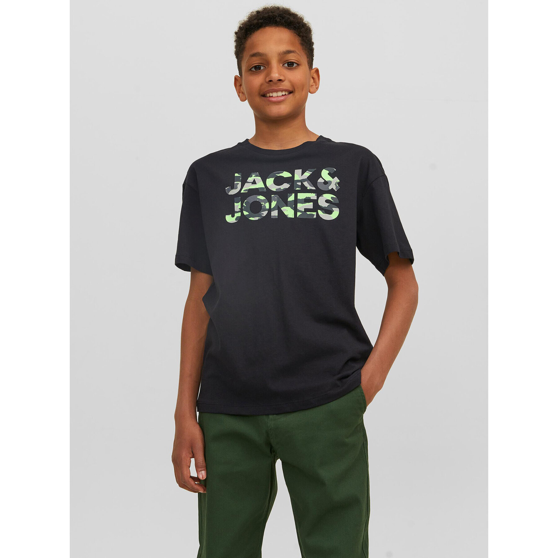 Jack&Jones Junior Тишърт 12237106 Черен Loose Fit - Pepit.bg