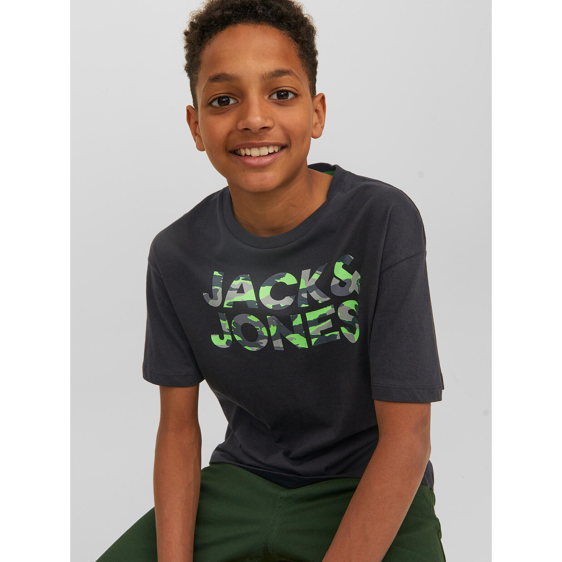 Jack&Jones Junior Тишърт 12237106 Черен Loose Fit - Pepit.bg