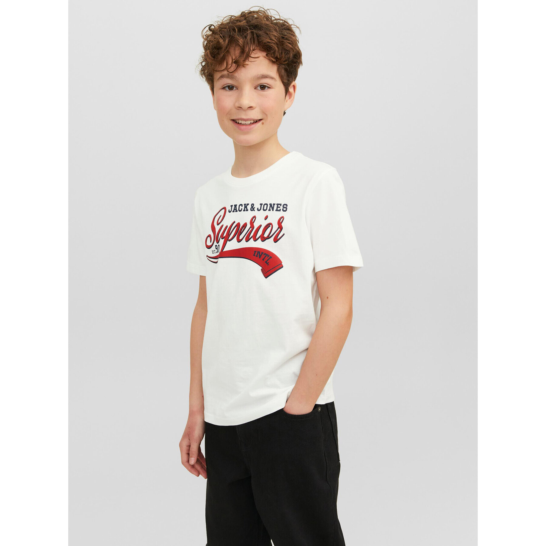 Jack&Jones Junior Тишърт 12237367 Бял Regular Fit - Pepit.bg