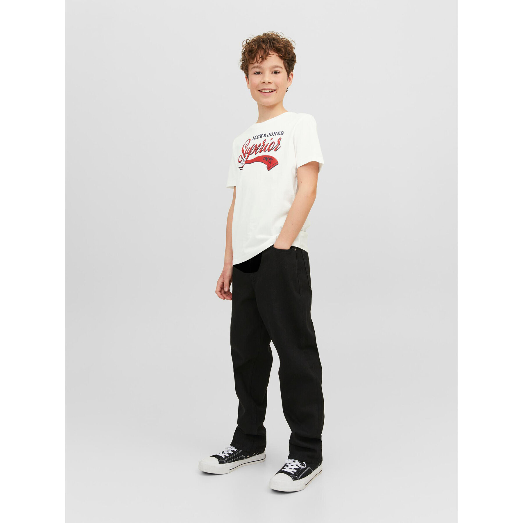 Jack&Jones Junior Тишърт 12237367 Бял Regular Fit - Pepit.bg