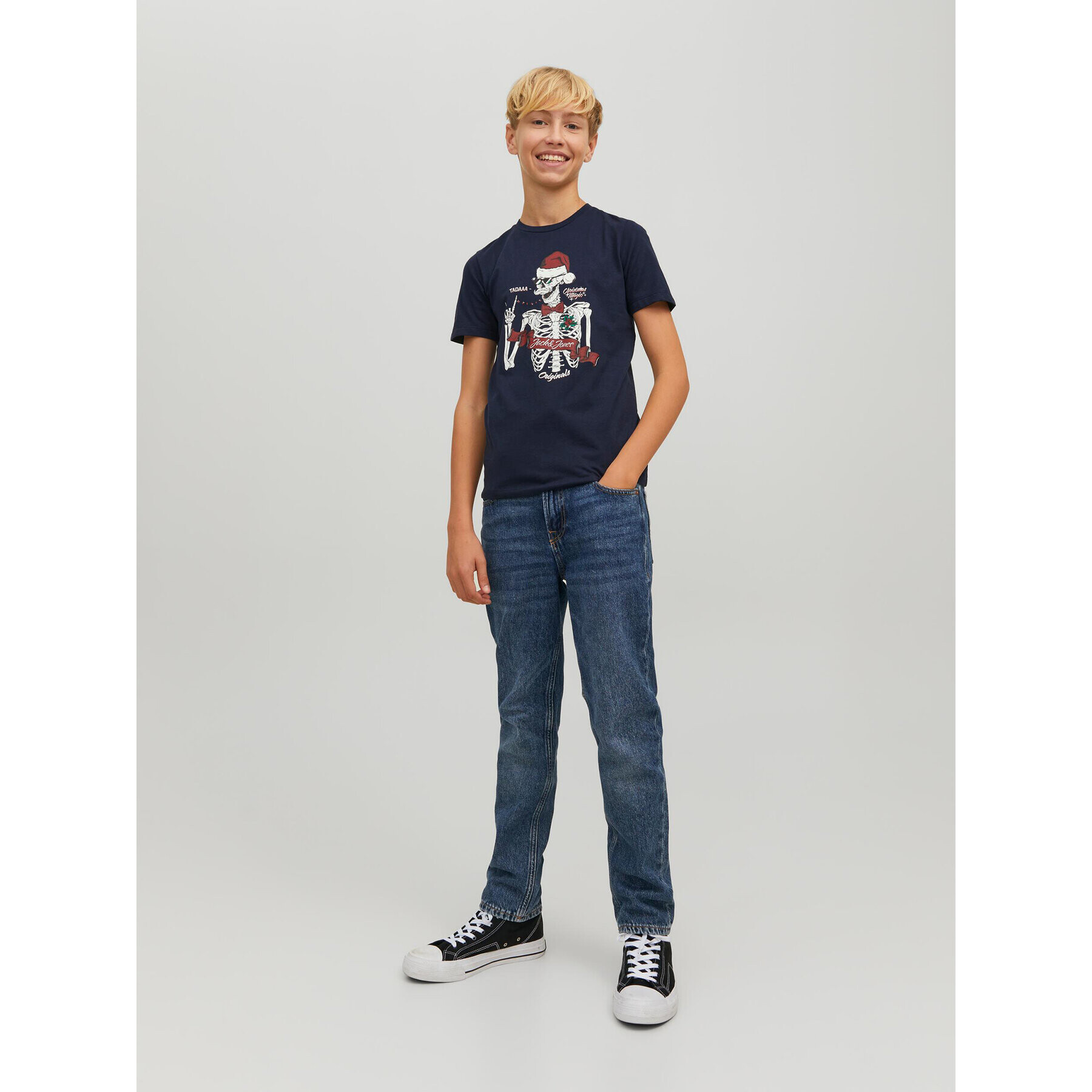 Jack&Jones Junior Тишърт Claus 12222475 Тъмносин Regular Fit - Pepit.bg