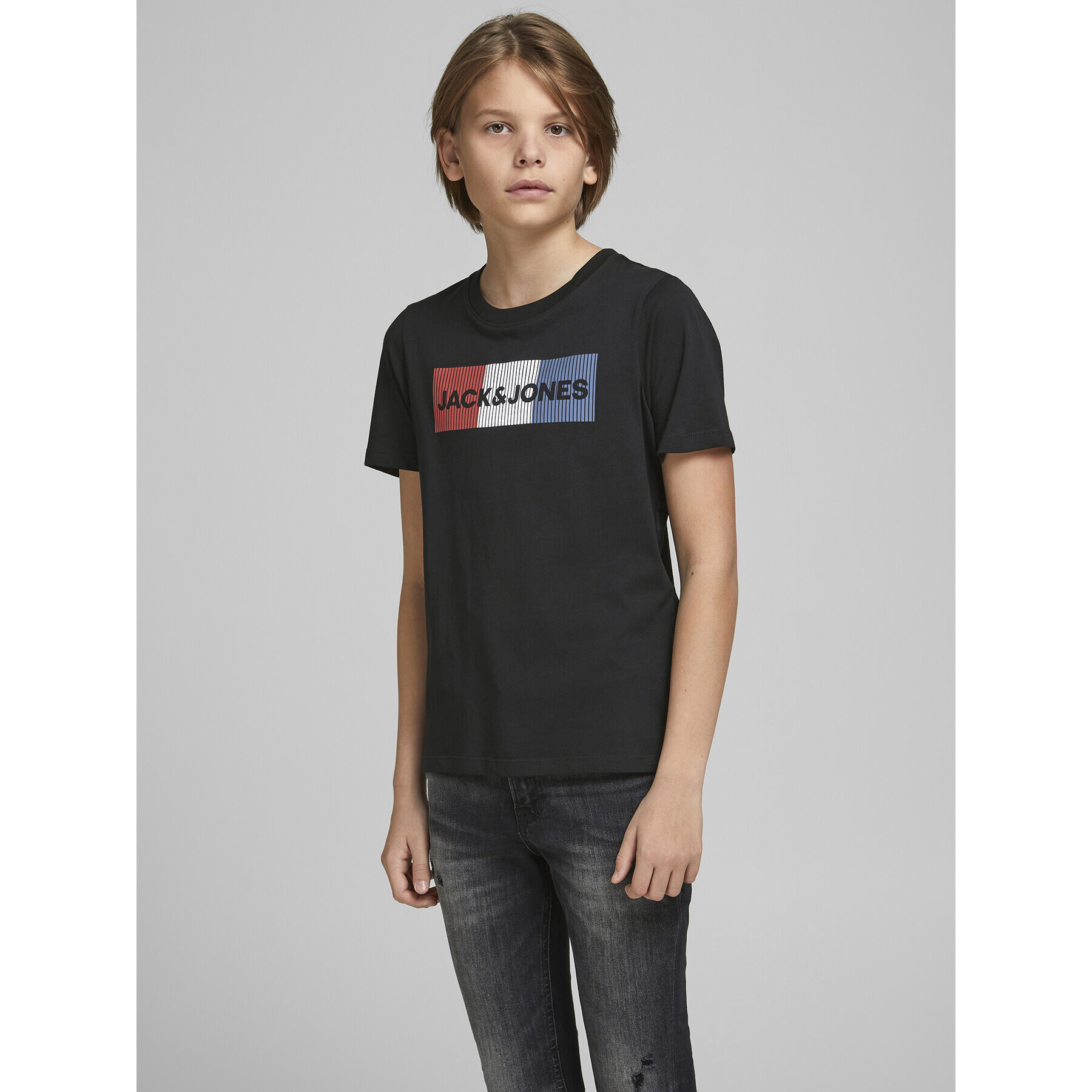 Jack&Jones Junior Тишърт Corp Logo 12152730 Черен Regular Fit - Pepit.bg