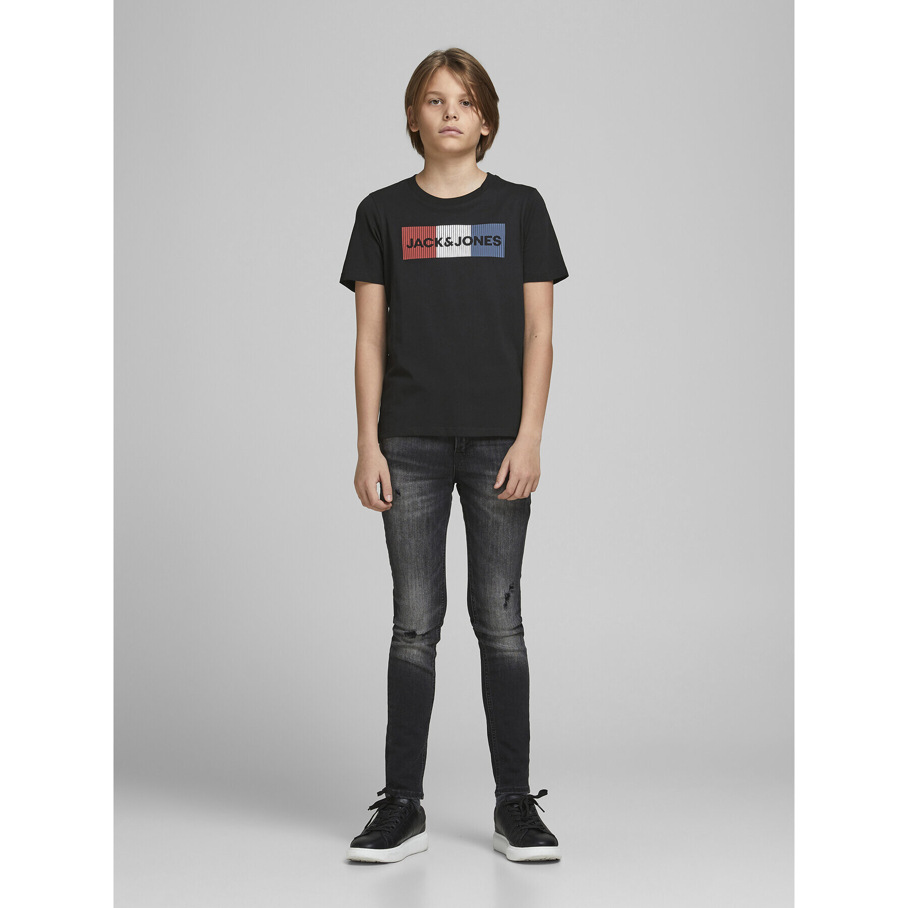 Jack&Jones Junior Тишърт Corp Logo 12152730 Черен Regular Fit - Pepit.bg