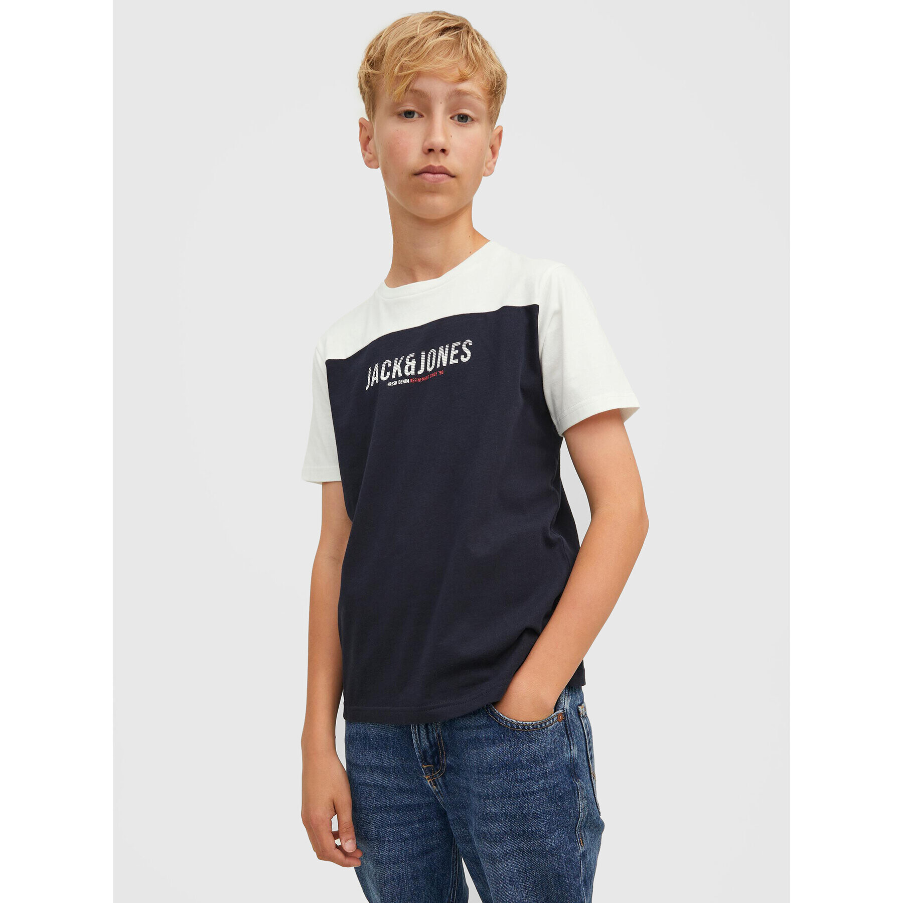 Jack&Jones Junior Тишърт Dan 12212182 Тъмносин Regular Fit - Pepit.bg