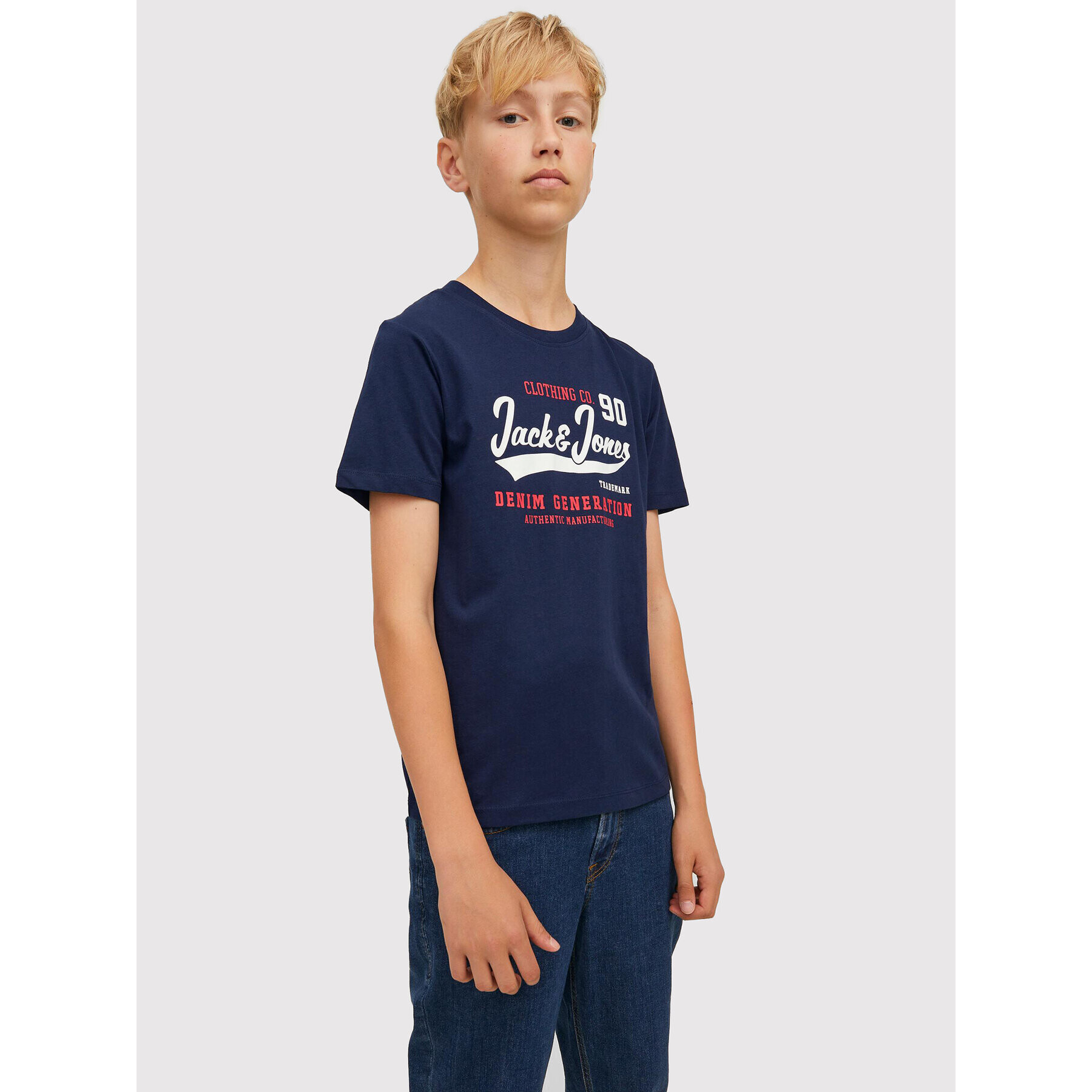 Jack&Jones Junior Тишърт Logo 12213081 Тъмносин Regular Fit - Pepit.bg