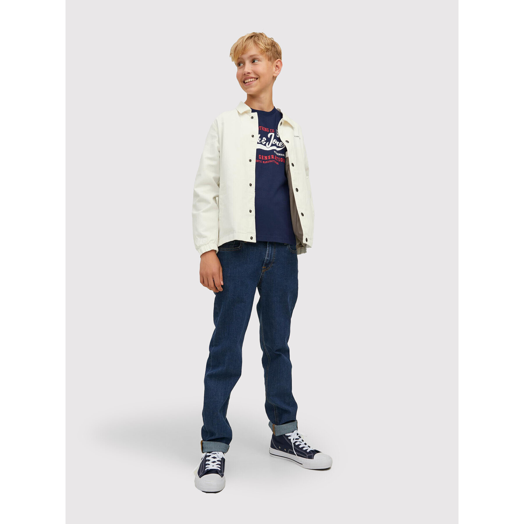 Jack&Jones Junior Тишърт Logo 12213081 Тъмносин Regular Fit - Pepit.bg