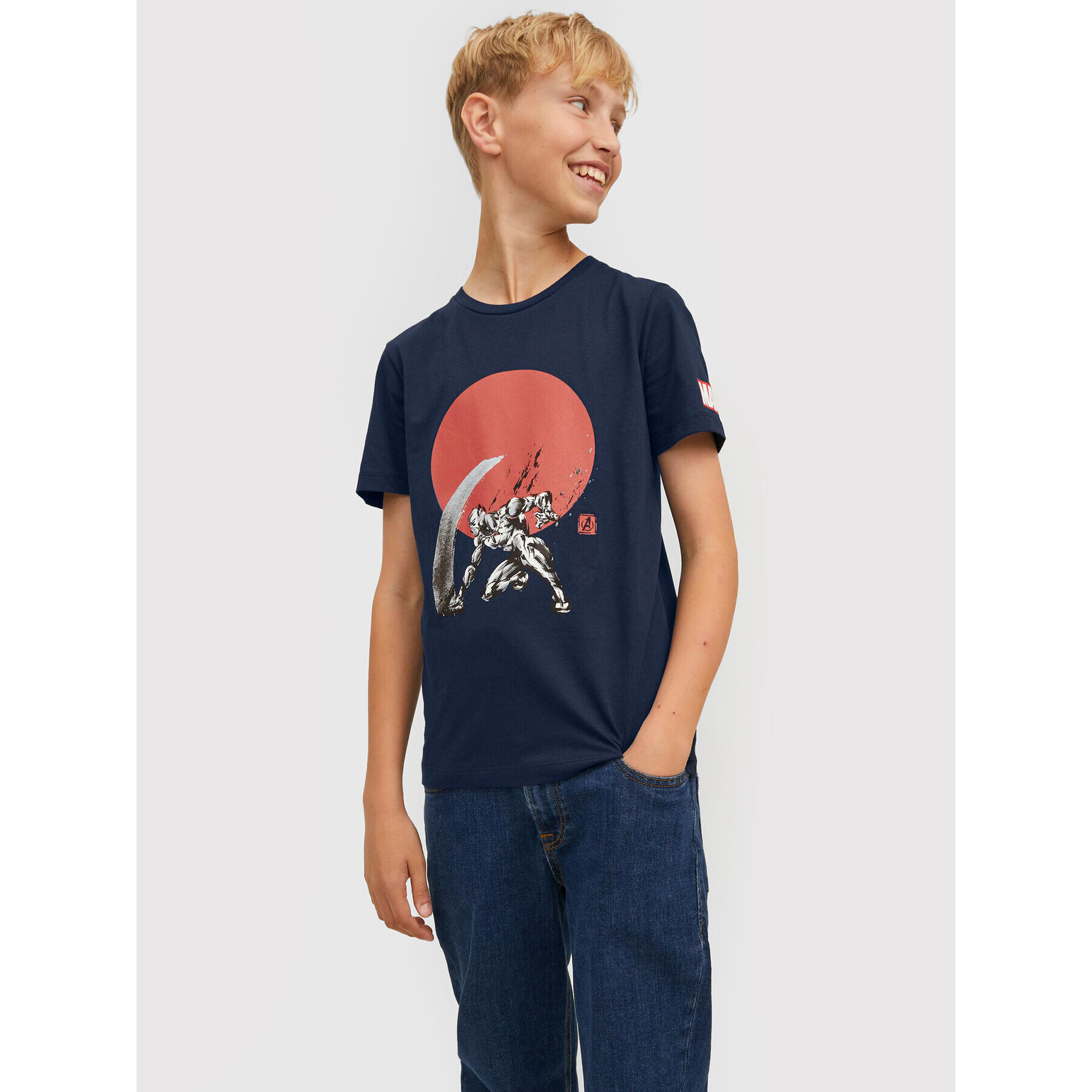 Jack&Jones Junior Тишърт MARVEL Crew 12217797 Тъмносин Regular Fit - Pepit.bg