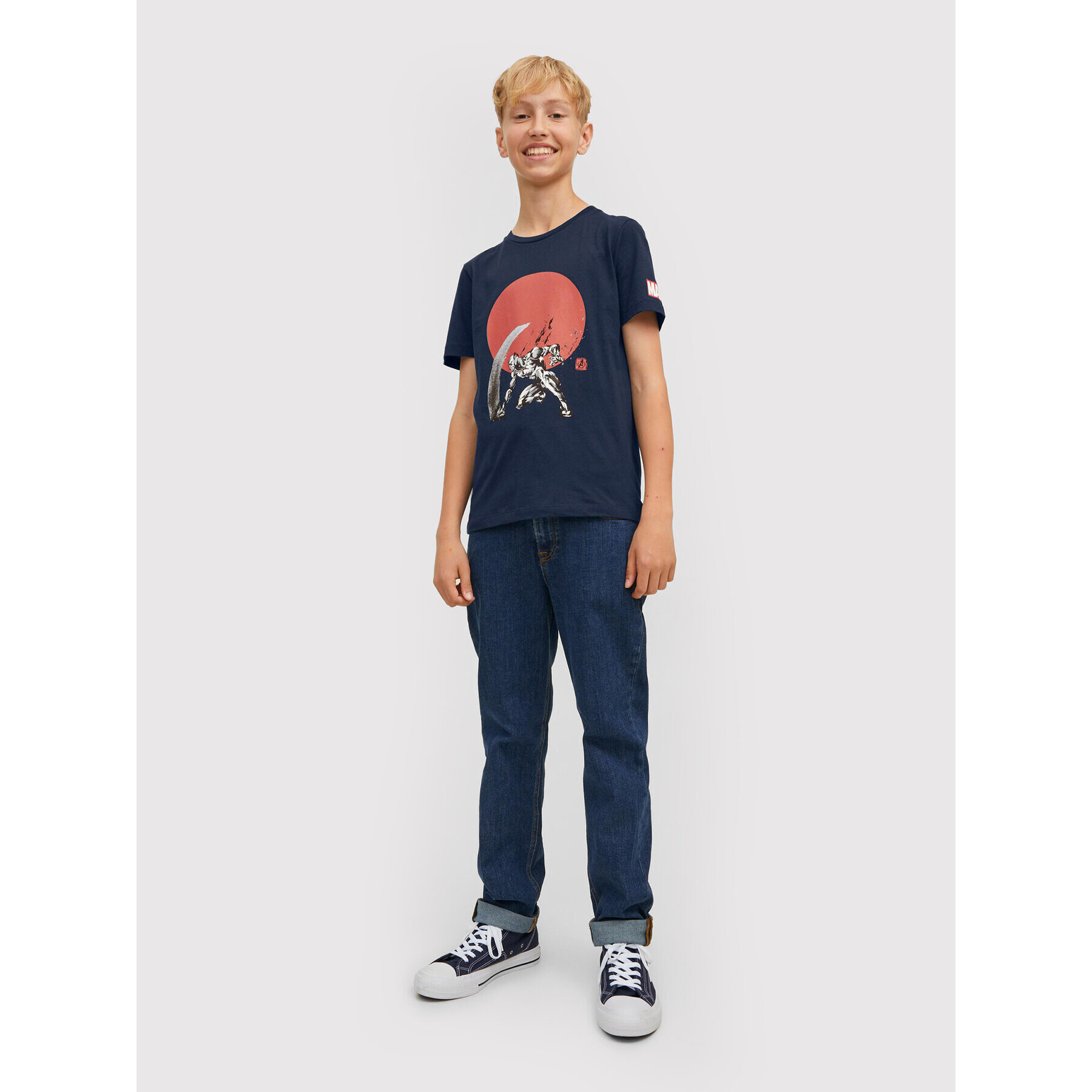 Jack&Jones Junior Тишърт MARVEL Crew 12217797 Тъмносин Regular Fit - Pepit.bg