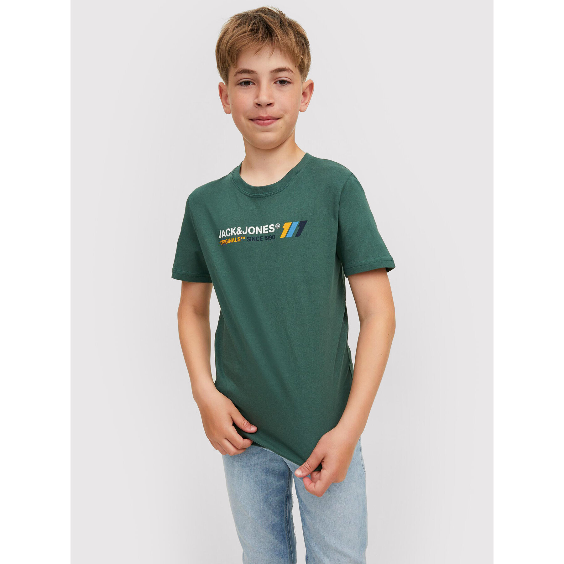 Jack&Jones Junior Тишърт Nate 12216508 Зелен Regular Fit - Pepit.bg