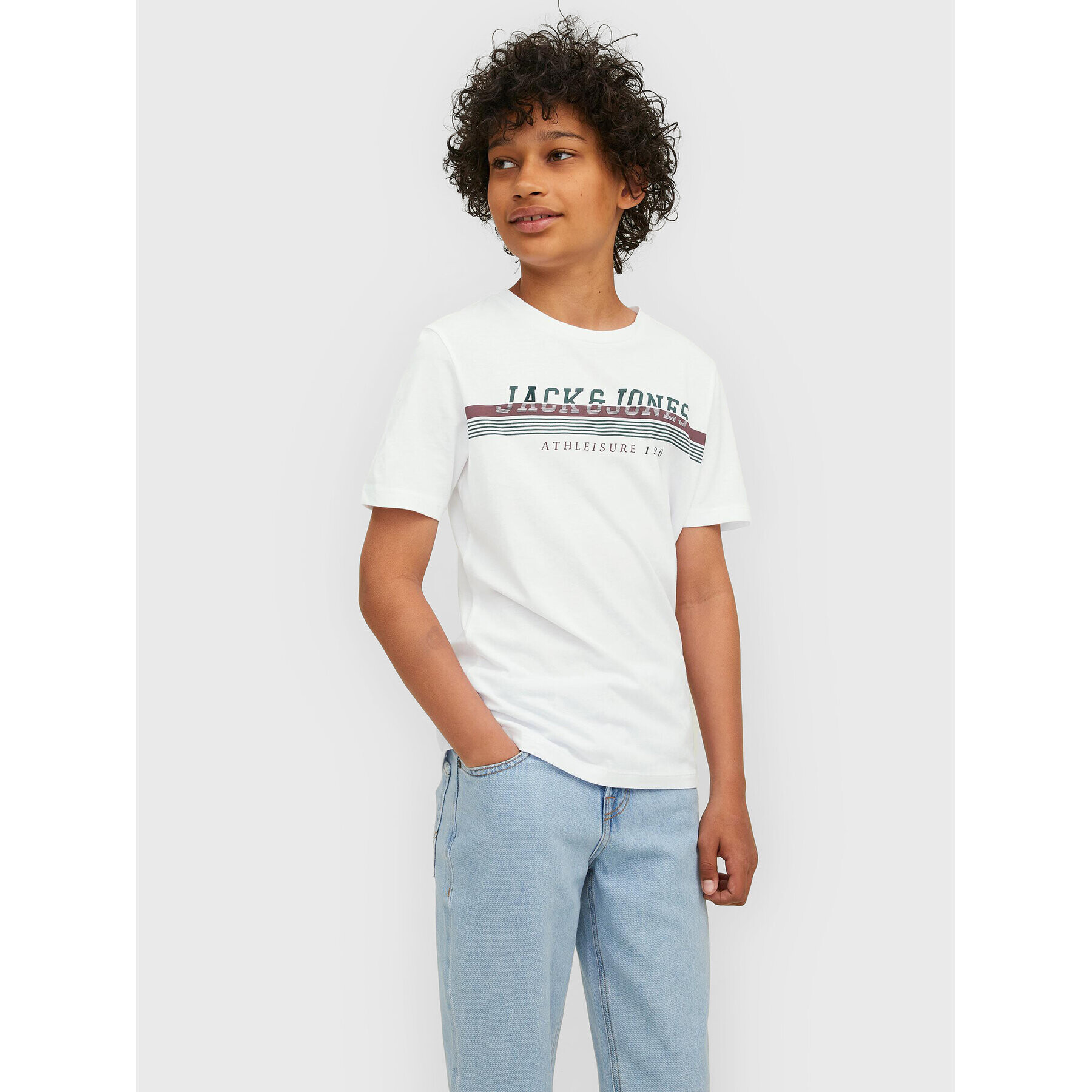 Jack&Jones Junior Тишърт Ron 12213273 Бял Regular Fit - Pepit.bg