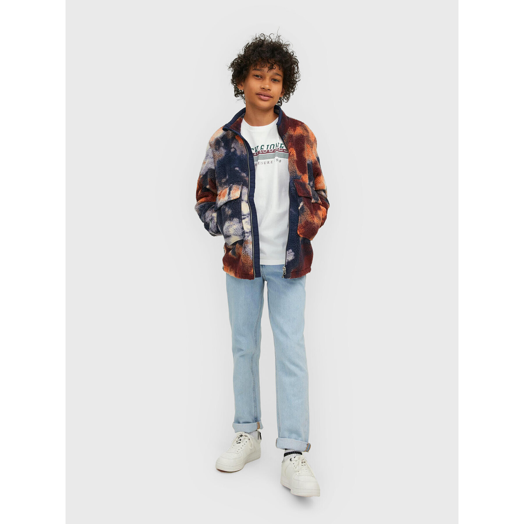 Jack&Jones Junior Тишърт Ron 12213273 Бял Regular Fit - Pepit.bg