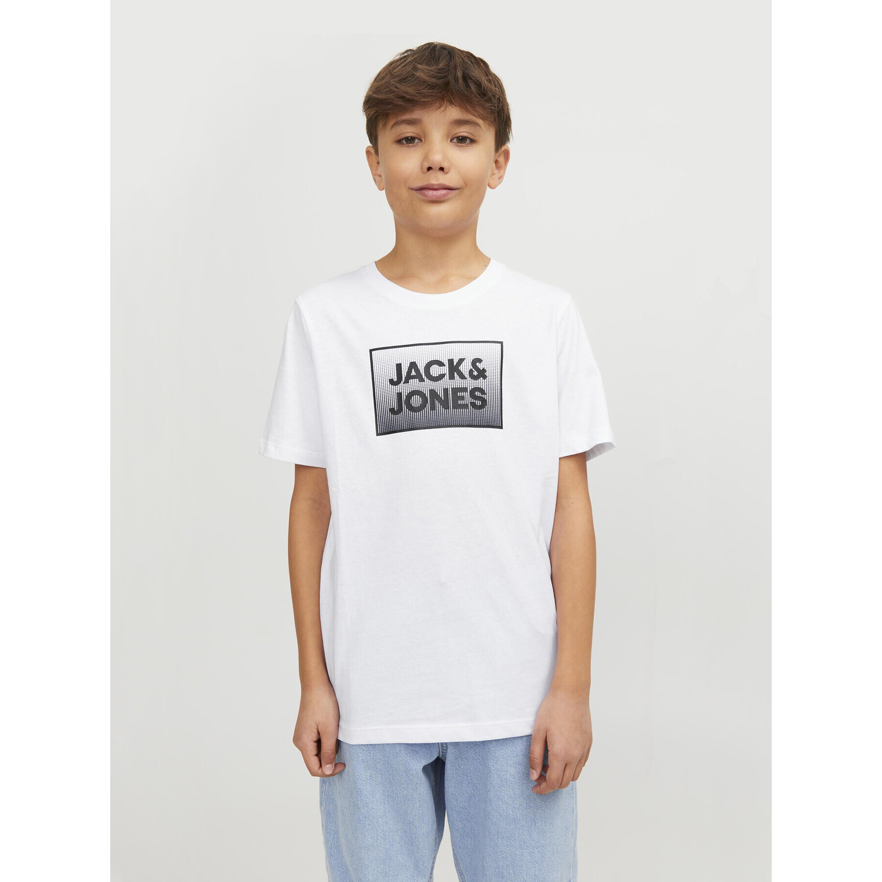 Jack&Jones Junior Тишърт Steel 12249633 Бял Standard Fit - Pepit.bg