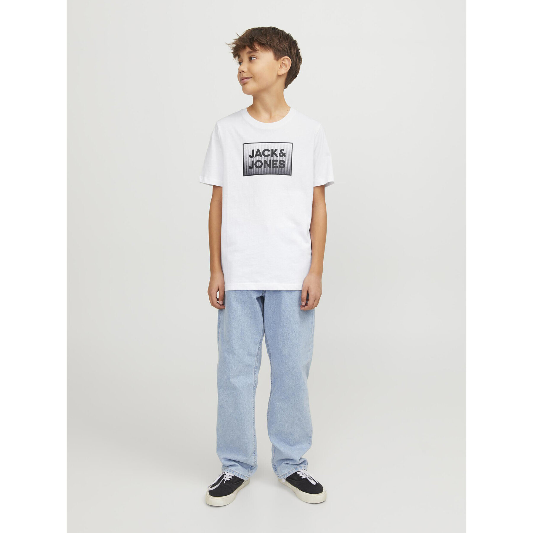 Jack&Jones Junior Тишърт Steel 12249633 Бял Standard Fit - Pepit.bg