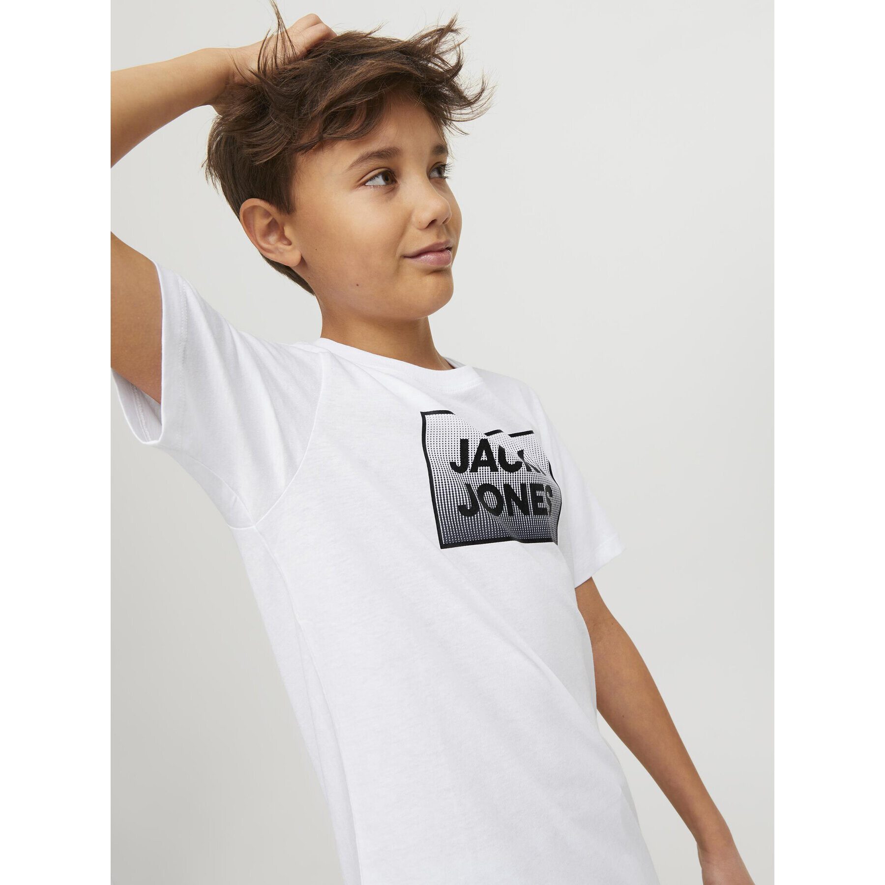 Jack&Jones Junior Тишърт Steel 12249633 Бял Standard Fit - Pepit.bg