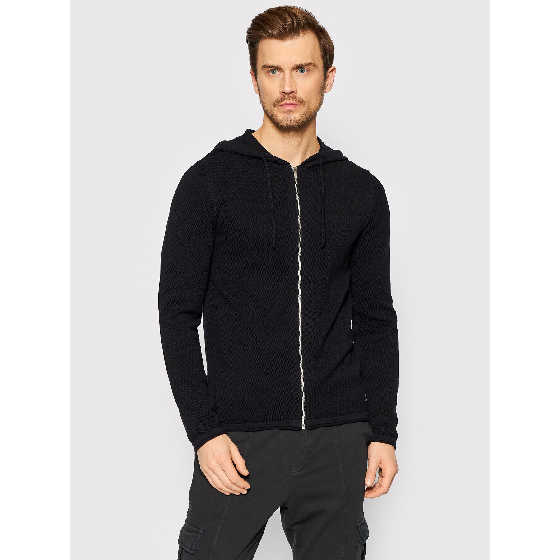 Jack&Jones Кардиган Hill 12190154 Черен Regular Fit - Pepit.bg