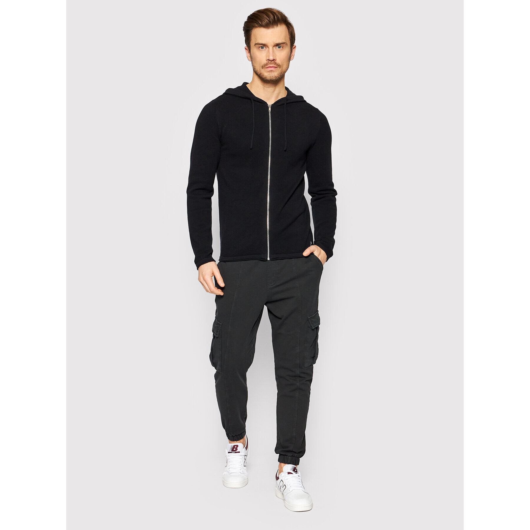 Jack&Jones Кардиган Hill 12190154 Черен Regular Fit - Pepit.bg