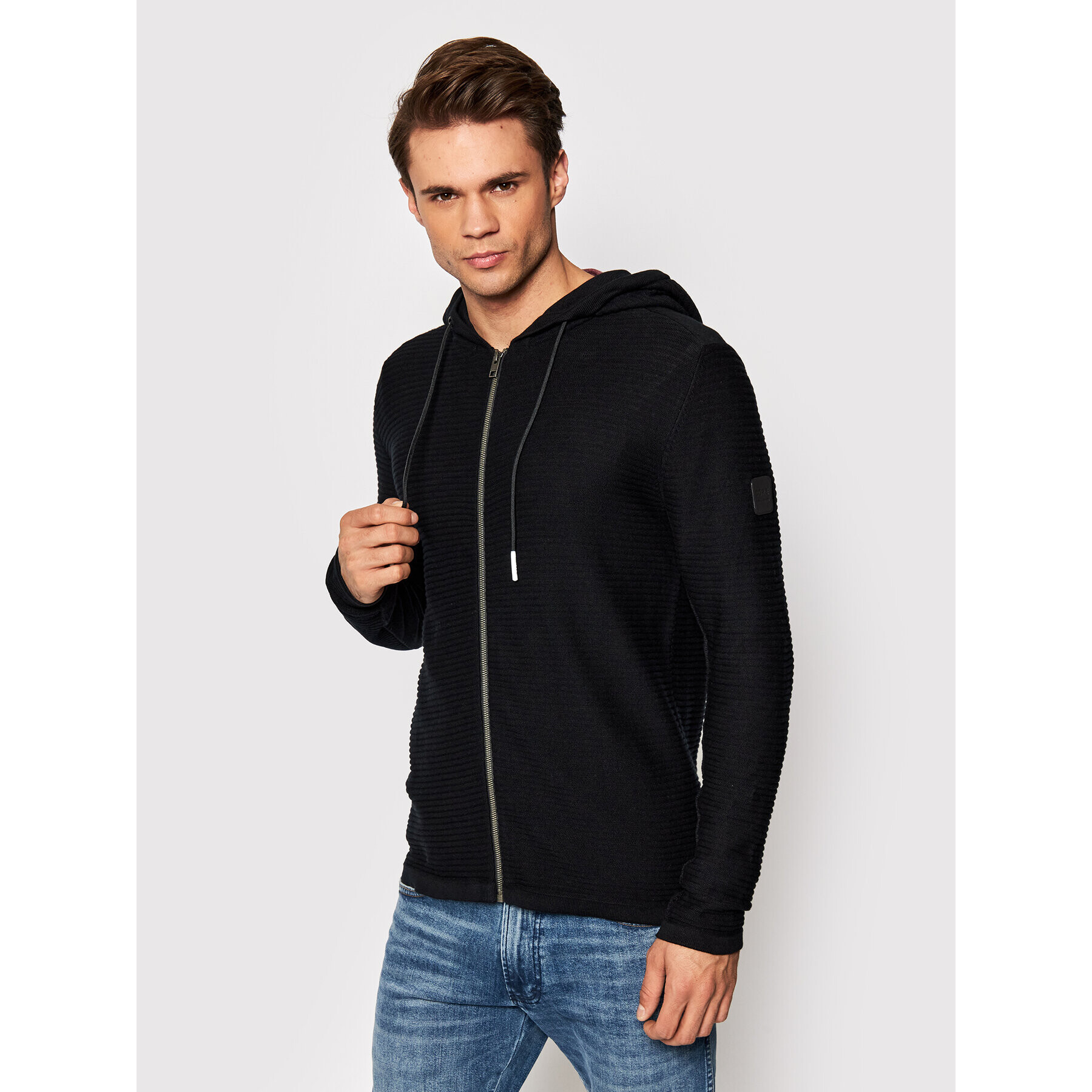 Jack&Jones Кардиган Tack 12197223 Черен Regular Fit - Pepit.bg