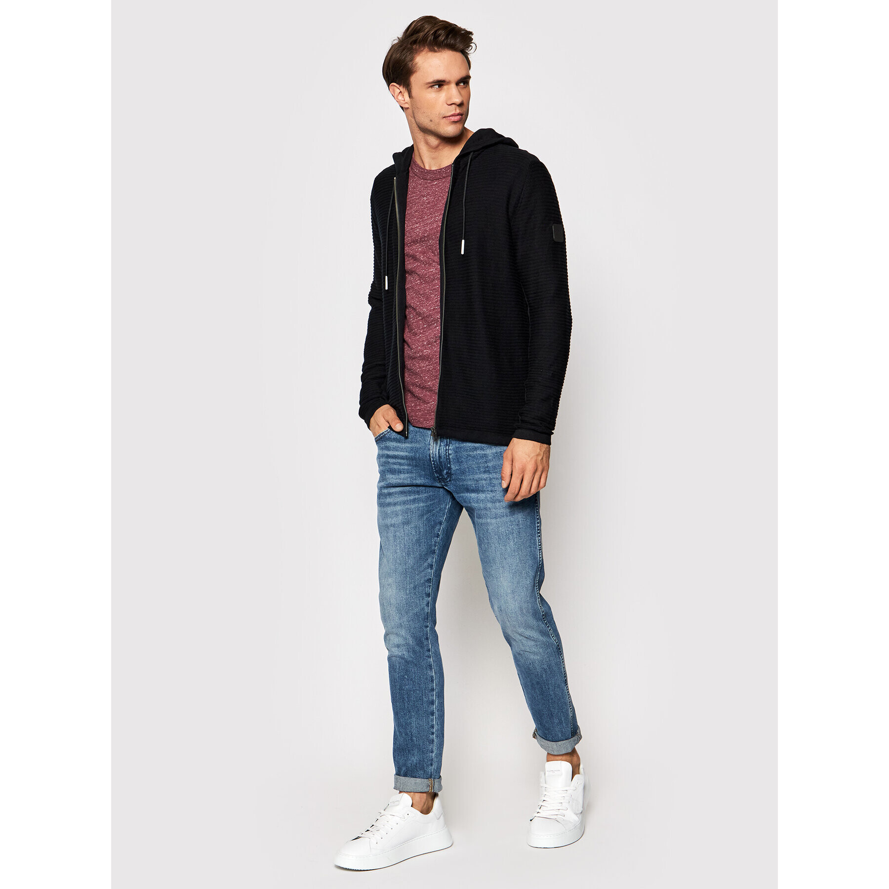 Jack&Jones Кардиган Tack 12197223 Черен Regular Fit - Pepit.bg