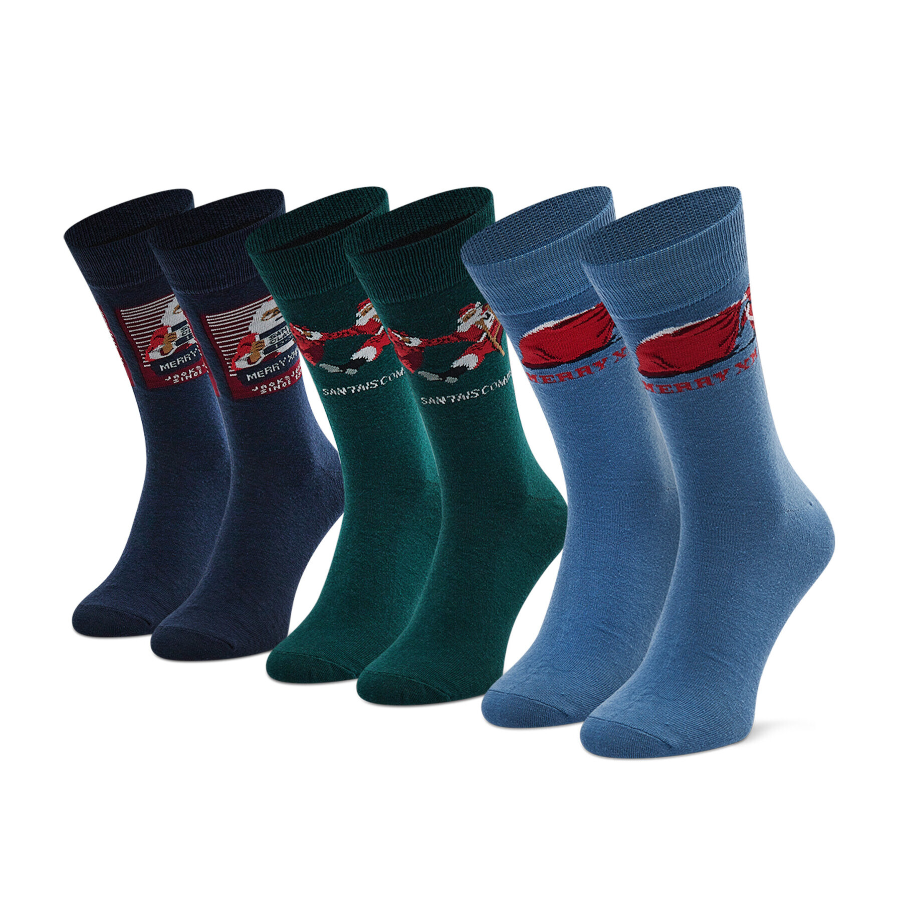 Jack&Jones Комплект 3 чифта дълги чорапи мъжки Jacsanta Claus Sock Giftbox 12198046 Черен - Pepit.bg