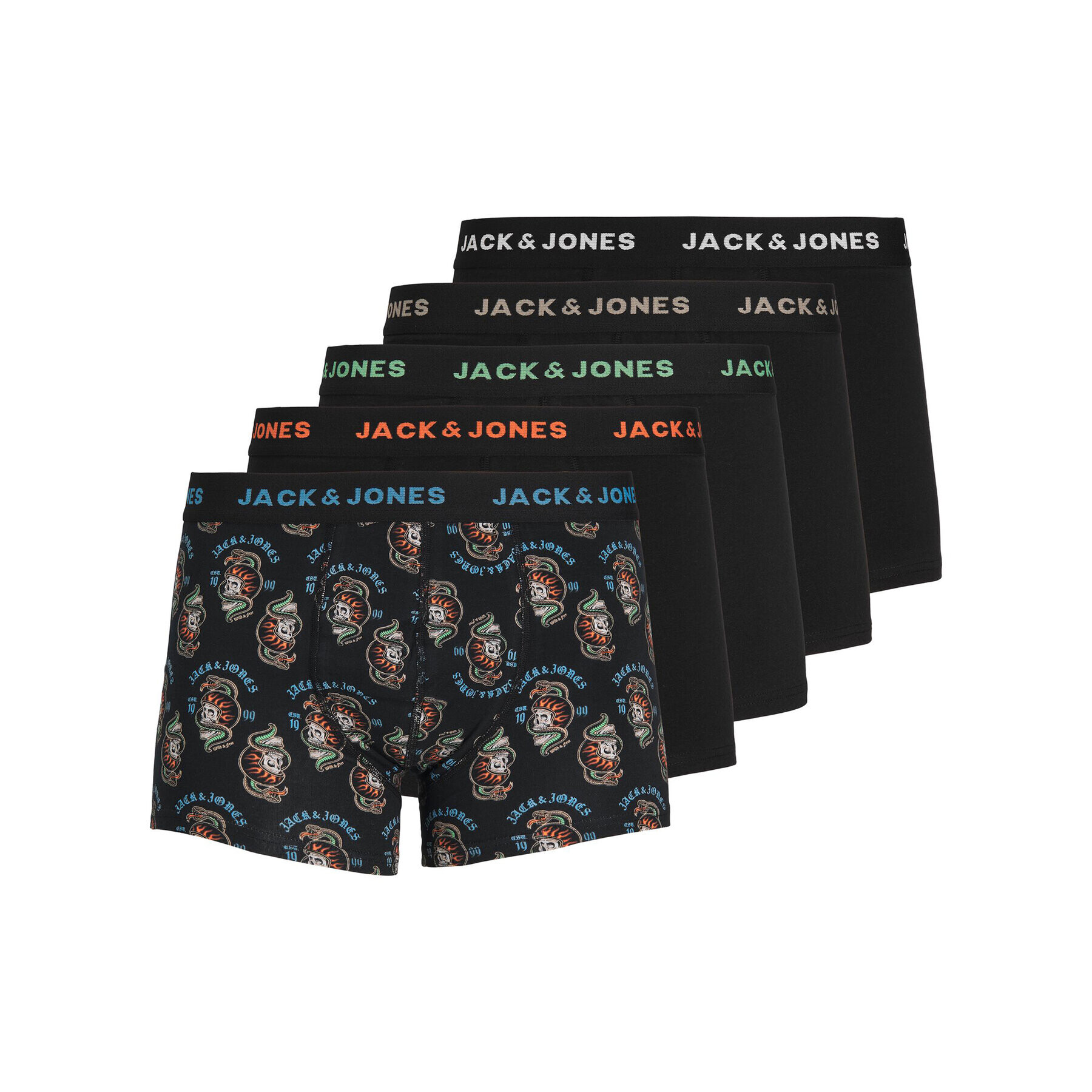 Jack&Jones Комплект 5 чифта боксери 12237446 Черен - Pepit.bg