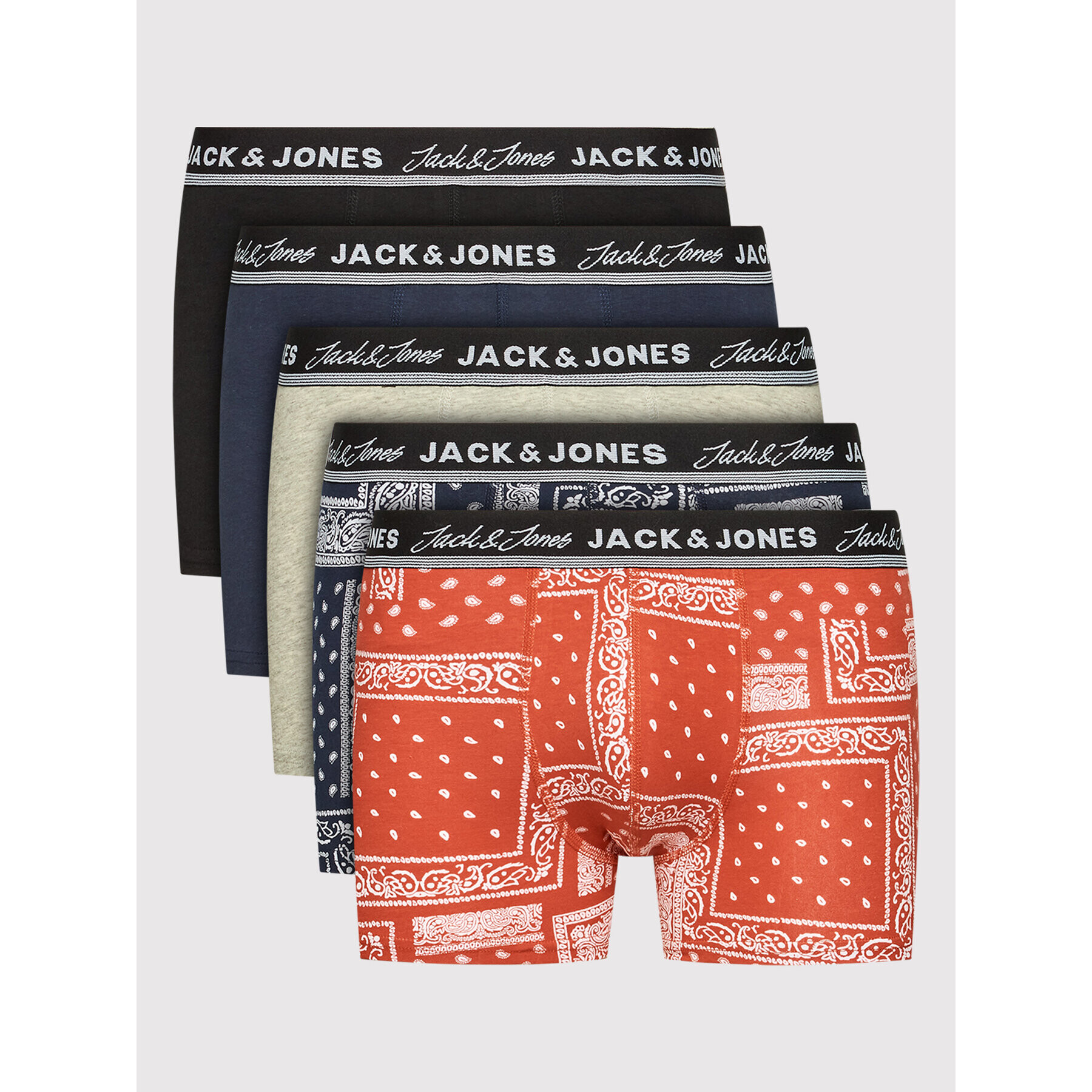 Jack&Jones Комплект 5 чифта боксери Bandana 12210689 Цветен - Pepit.bg