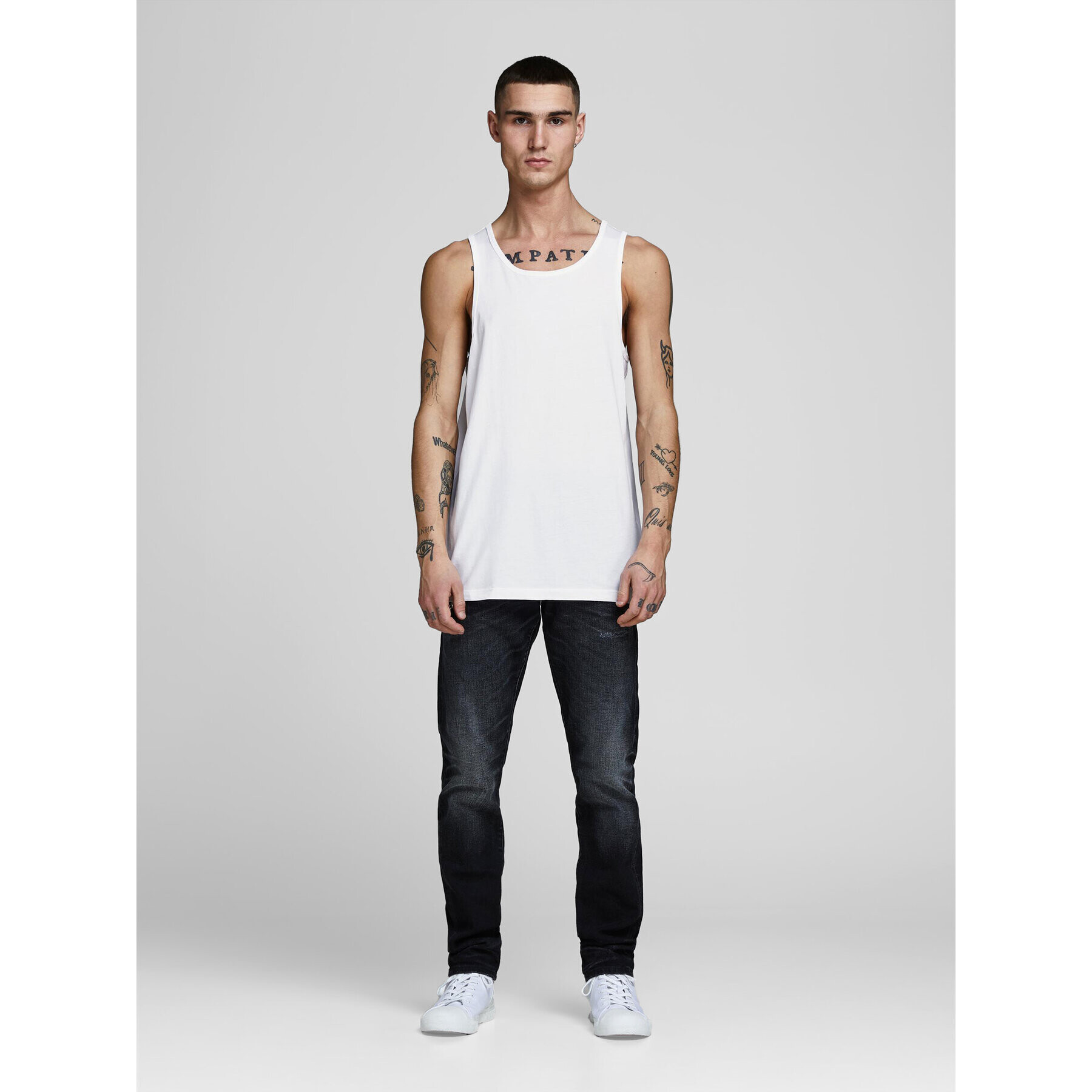 Jack&Jones Комплект от 2 броя топове Basic 12133910 Бял Regular Fit - Pepit.bg