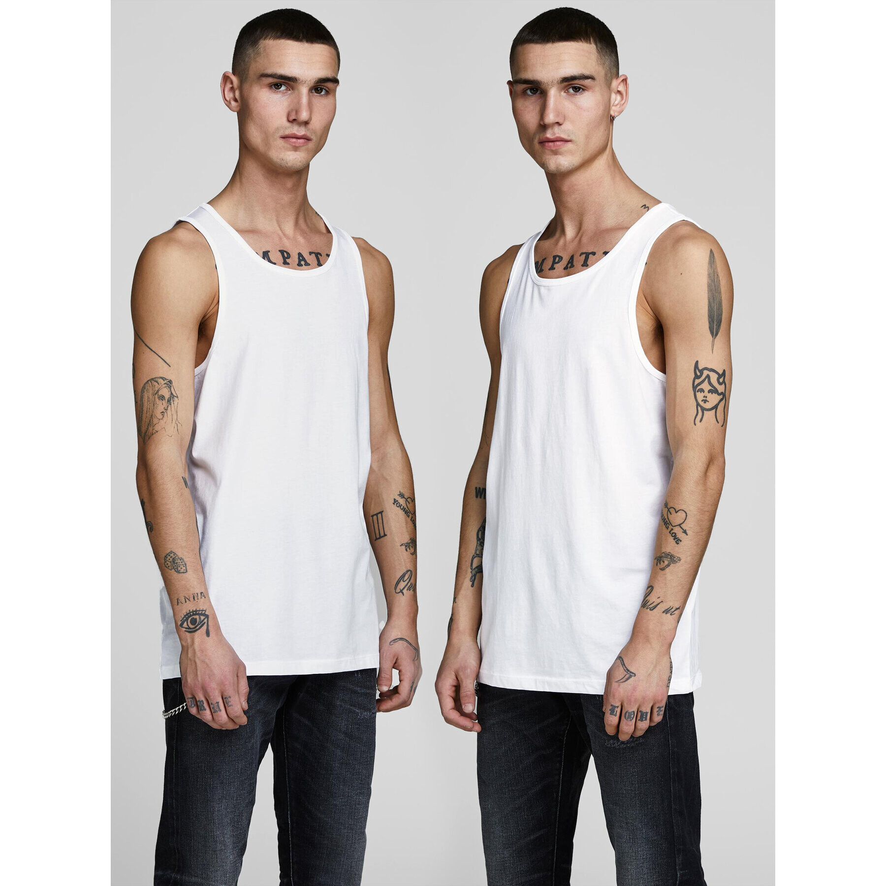 Jack&Jones Комплект от 2 броя топове Basic 12133910 Бял Regular Fit - Pepit.bg