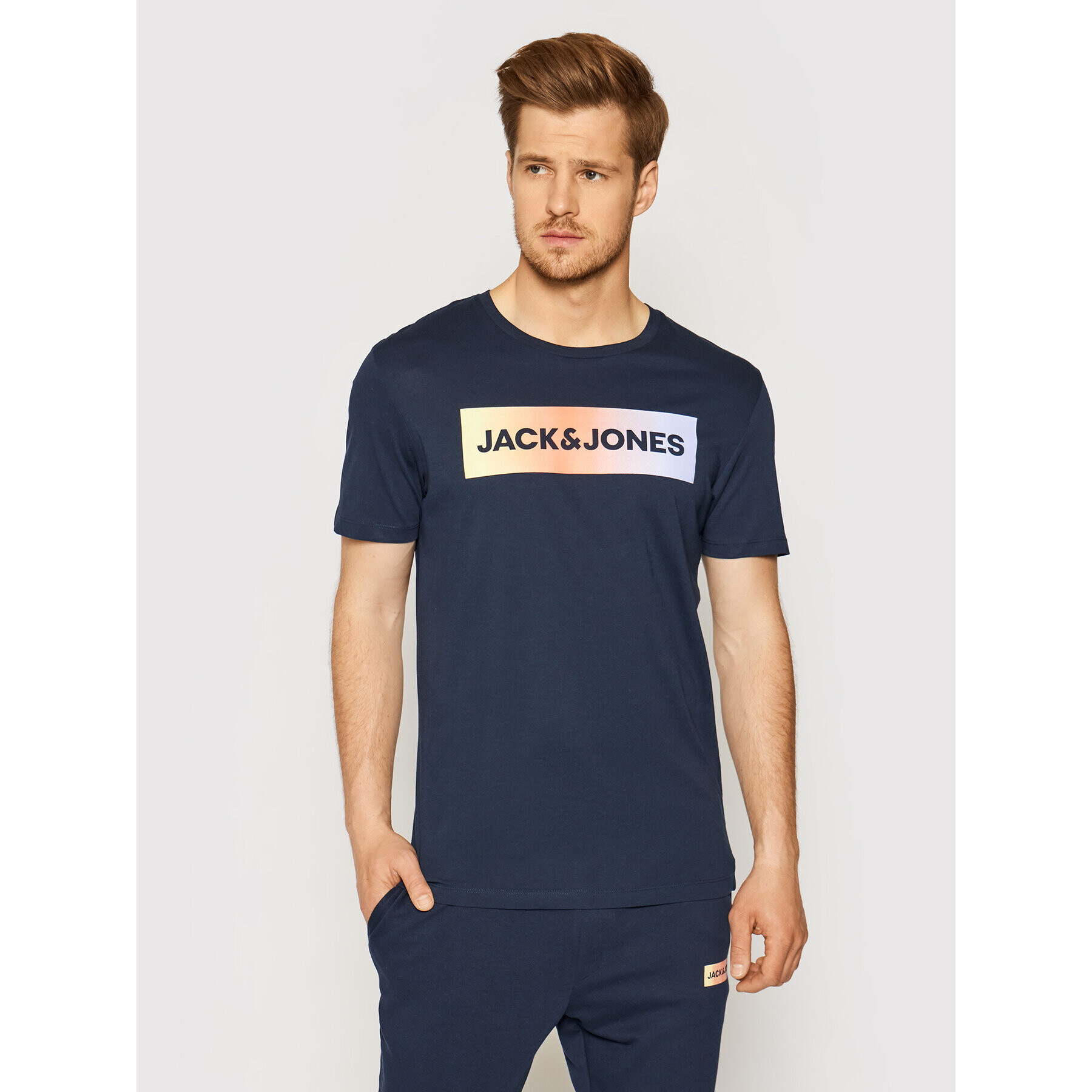 Jack&Jones Комплект от тишърт и панталони Jacbrad 12192766 Тъмносин Regular Fit - Pepit.bg