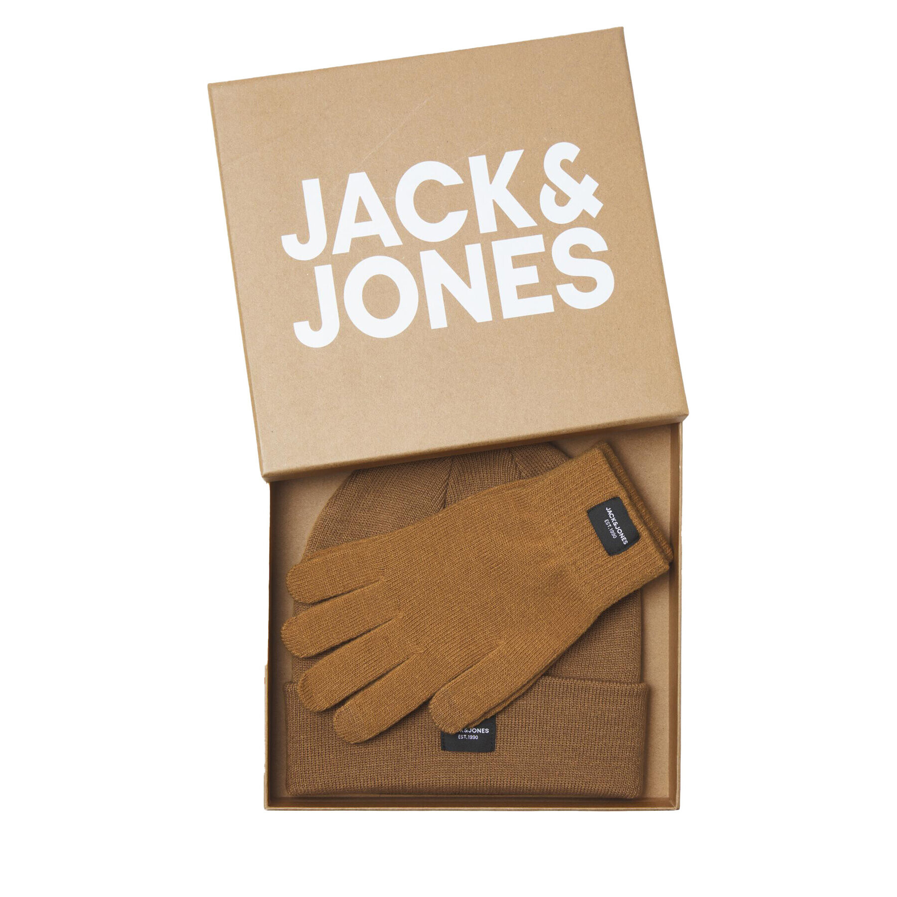 Jack&Jones Комплект шапка и ръкавици 12168383 Кафяв - Pepit.bg