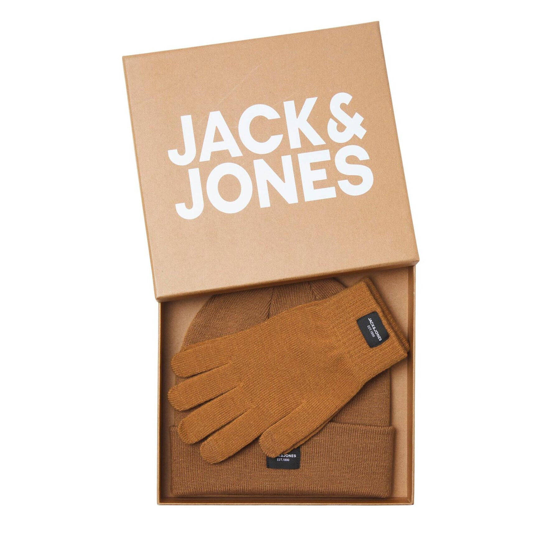 Jack&Jones Комплект шапка и ръкавици 12168383 Кафяв - Pepit.bg