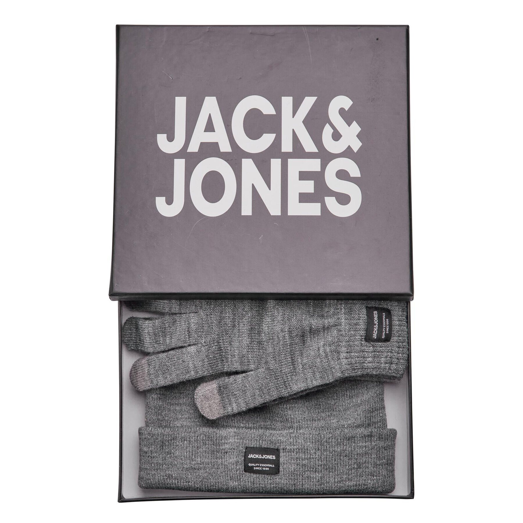 Jack&Jones Комплект шапка и ръкавици 12168383 Сив - Pepit.bg