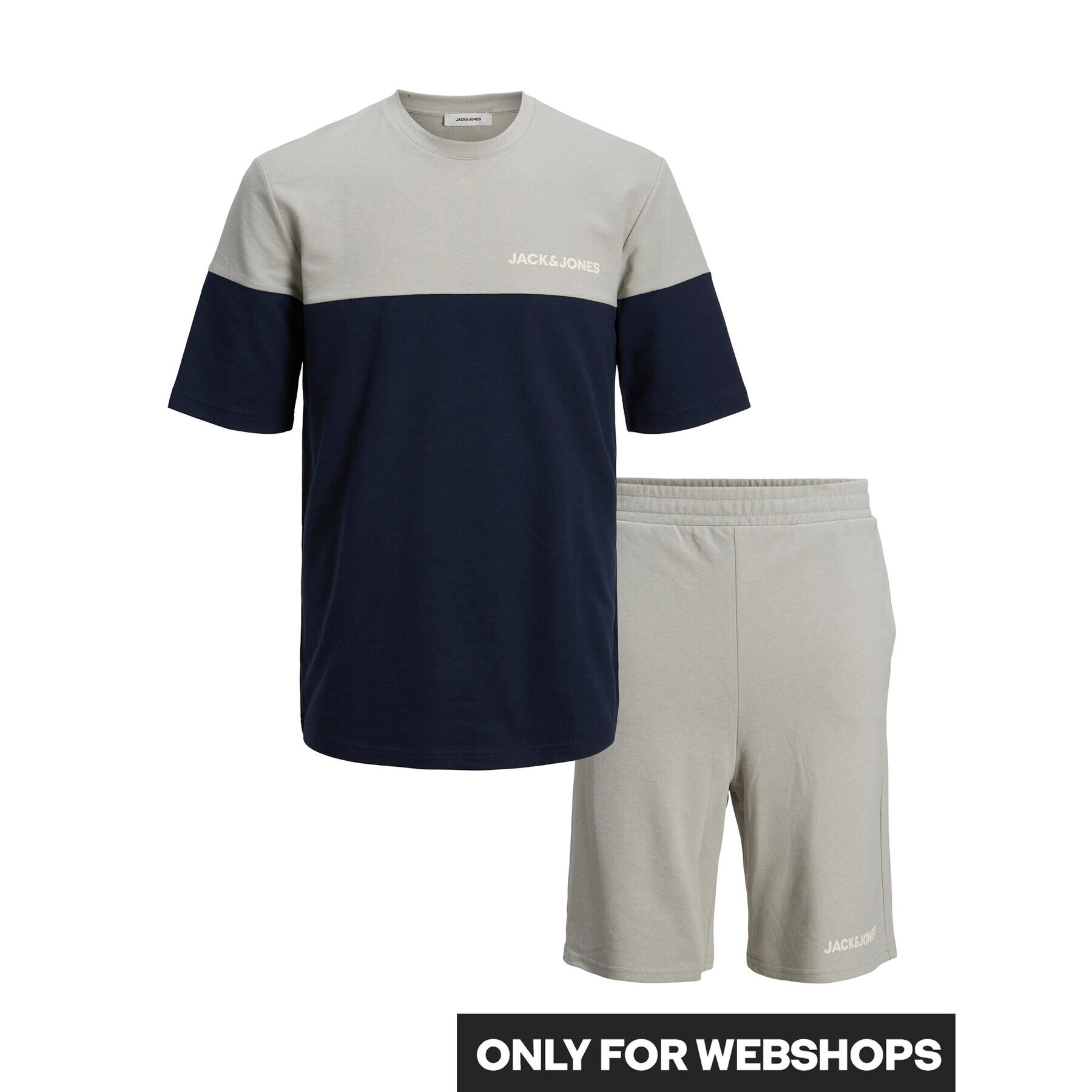 Jack&Jones Комплект тишърт и спортни шорти Color Block 12213340 Сив Standard Fit - Pepit.bg