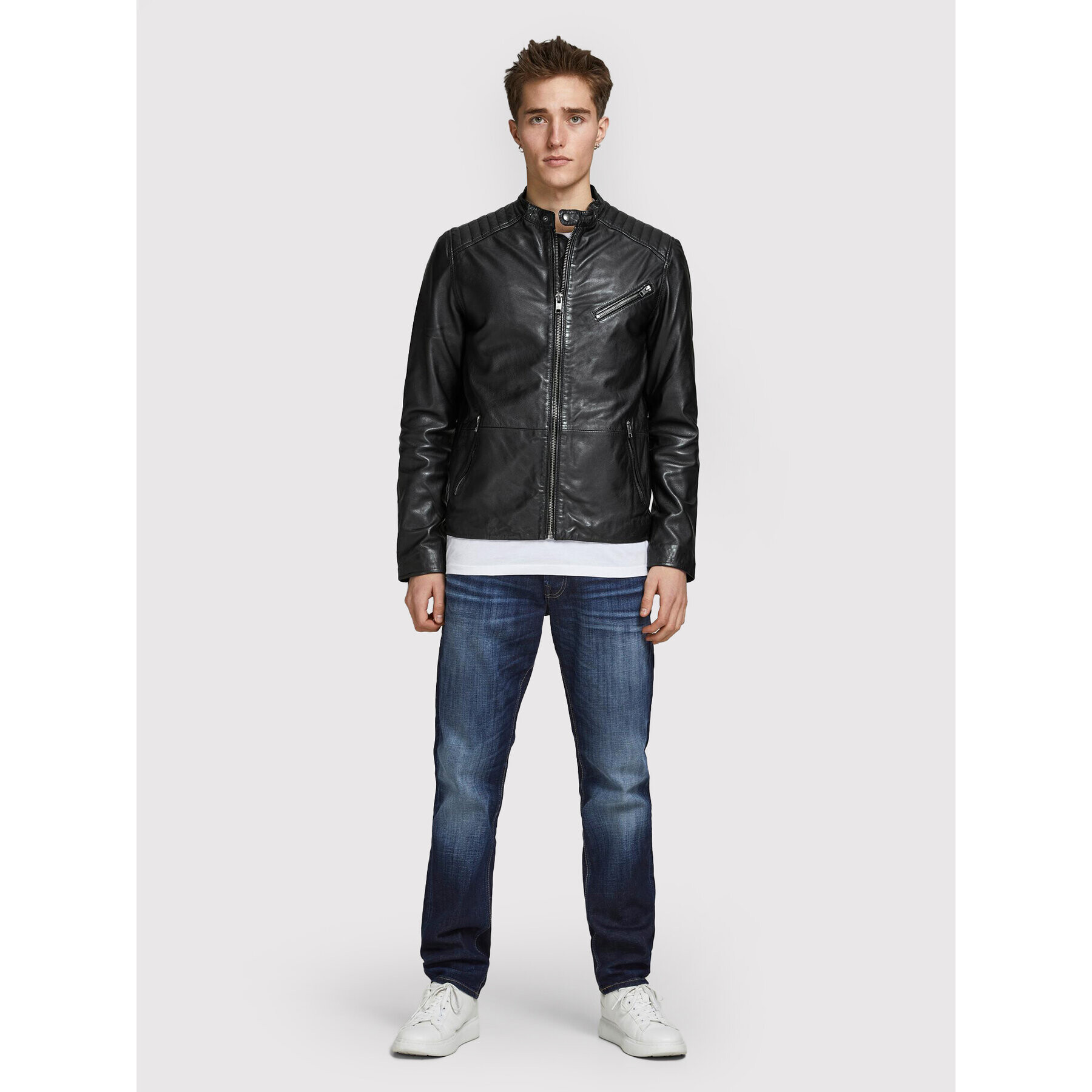 Jack&Jones Кожено яке Joel 12191012 Черен Regular Fit - Pepit.bg