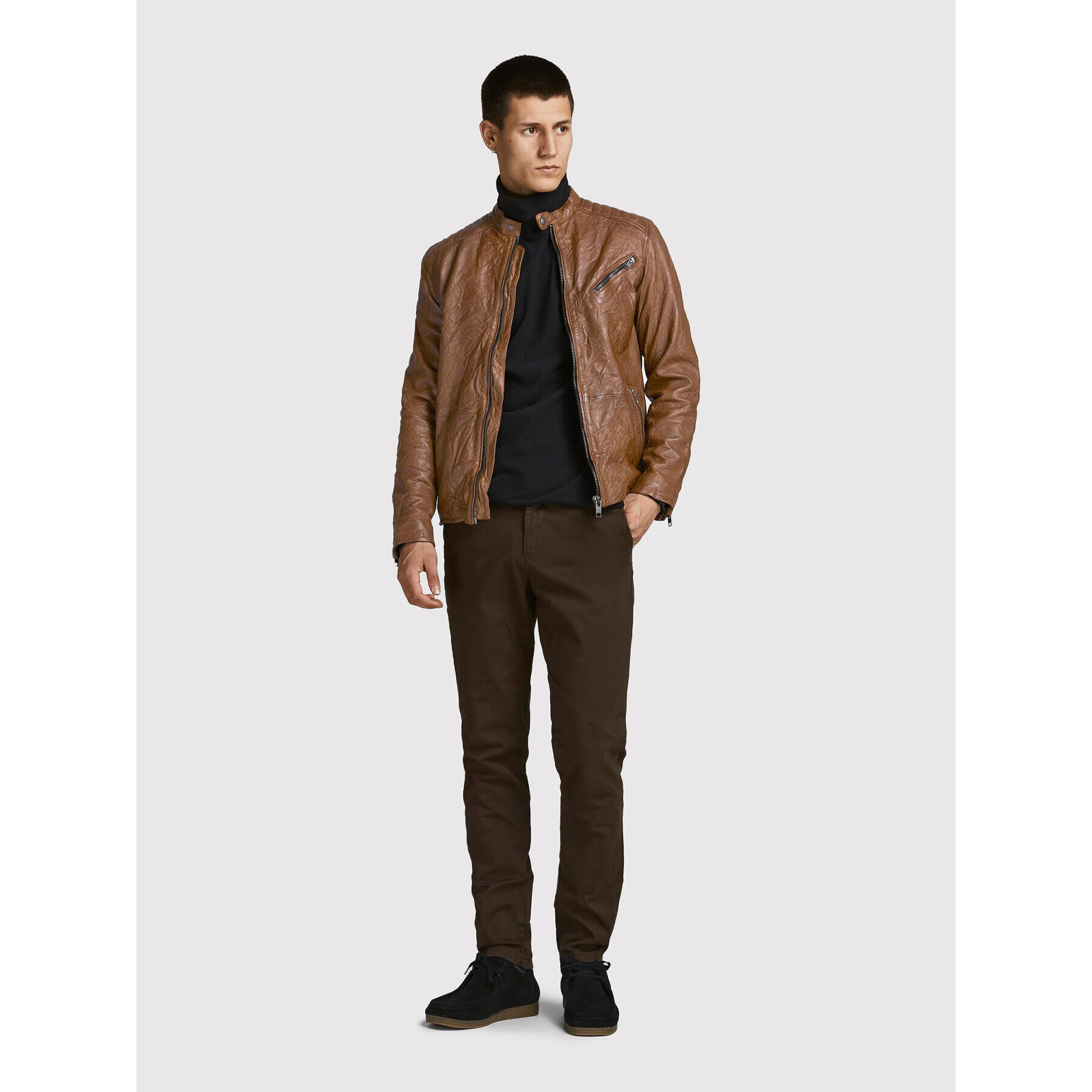 Jack&Jones Кожено яке Joel 12191012 Кафяв Regular Fit - Pepit.bg