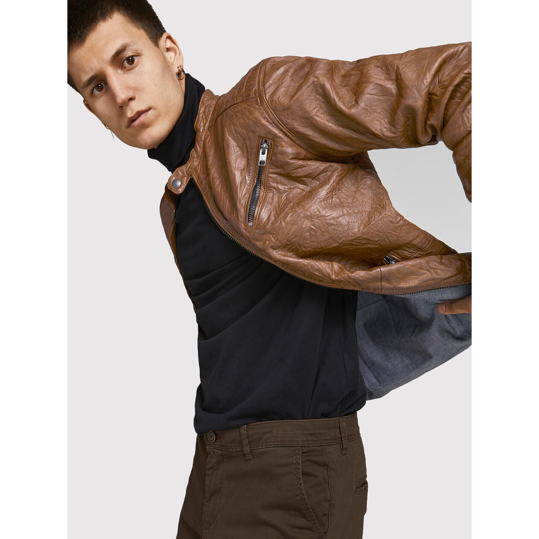 Jack&Jones Кожено яке Joel 12191012 Кафяв Regular Fit - Pepit.bg