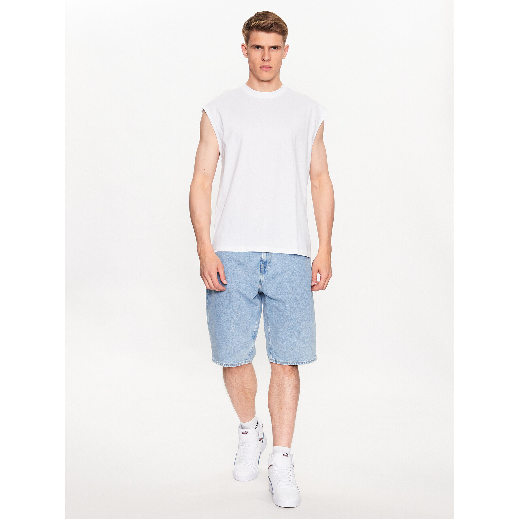 Jack&Jones Мъжки топ Brink 12210055 Бял Loose Fit - Pepit.bg