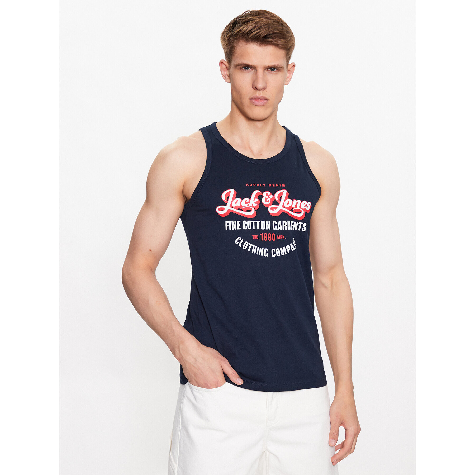 Jack&Jones Мъжки топ 12222337 Тъмносин Regular Fit - Pepit.bg