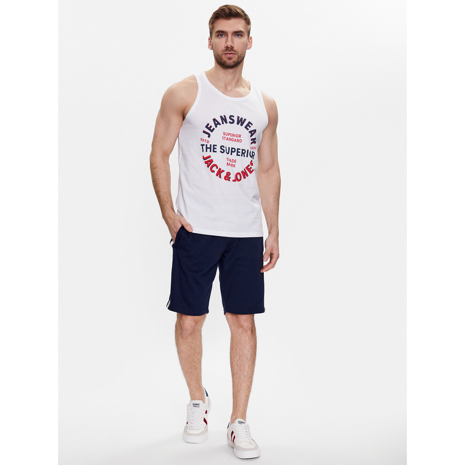 Jack&Jones Мъжки топ Andy 12222337 Бял Regular Fit - Pepit.bg