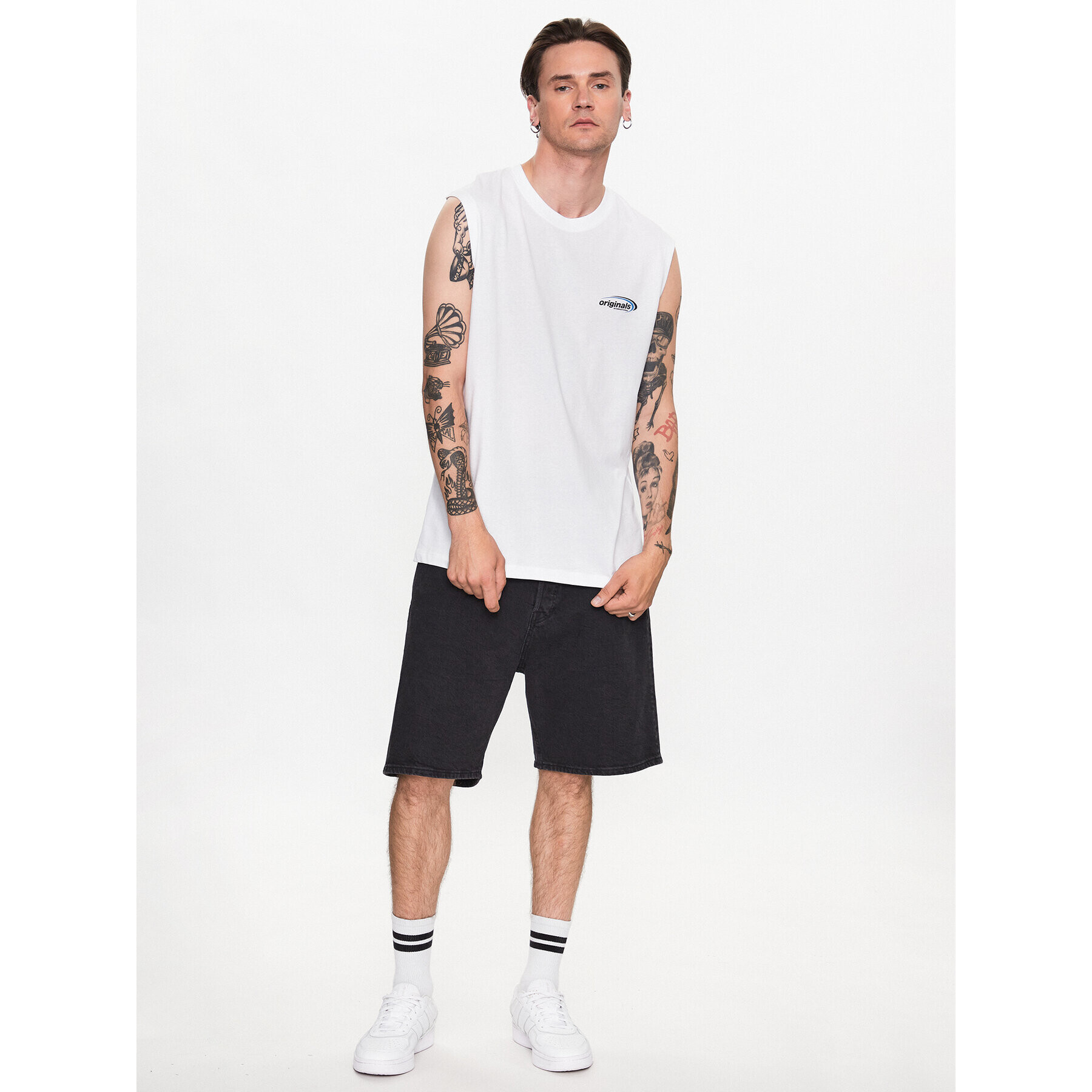 Jack&Jones Мъжки топ Brink 12234813 Бял Loose Fit - Pepit.bg