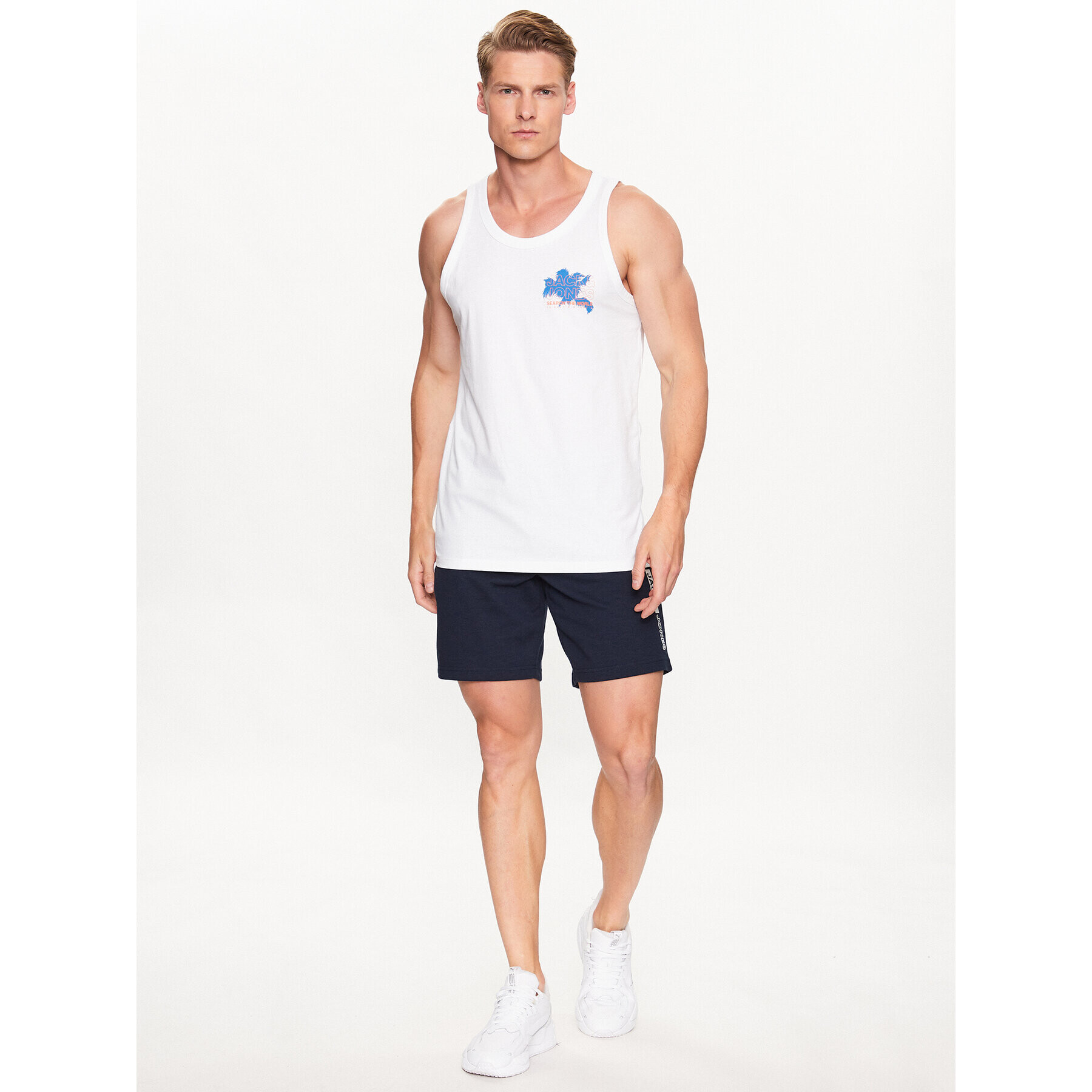 Jack&Jones Мъжки топ Marina 12233601 Бял Standard Fit - Pepit.bg