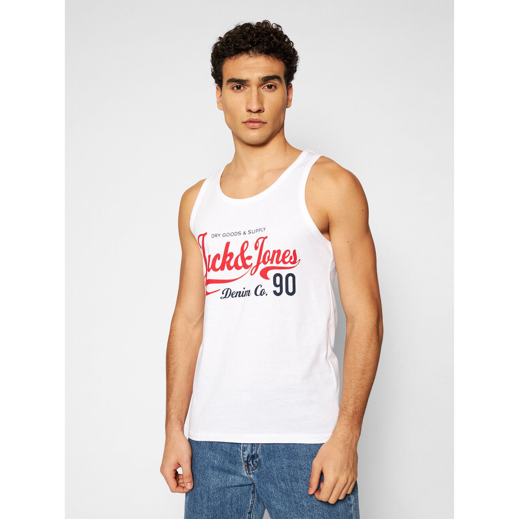 Jack&Jones Мъжки топ Moon 12182341 Бял Regular Fit - Pepit.bg