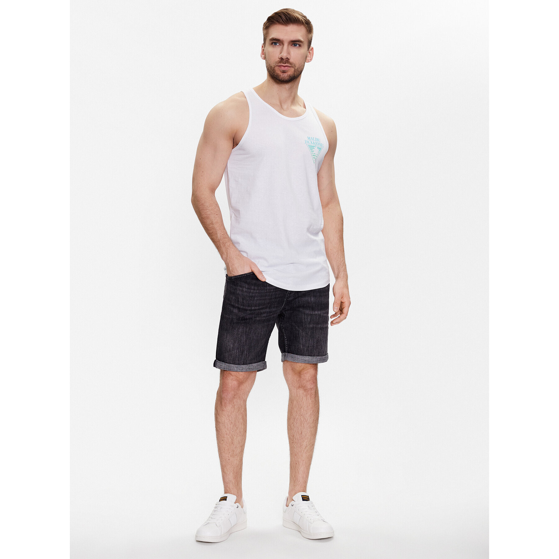 Jack&Jones Мъжки топ Palma 12234269 Бял Standard Fit - Pepit.bg