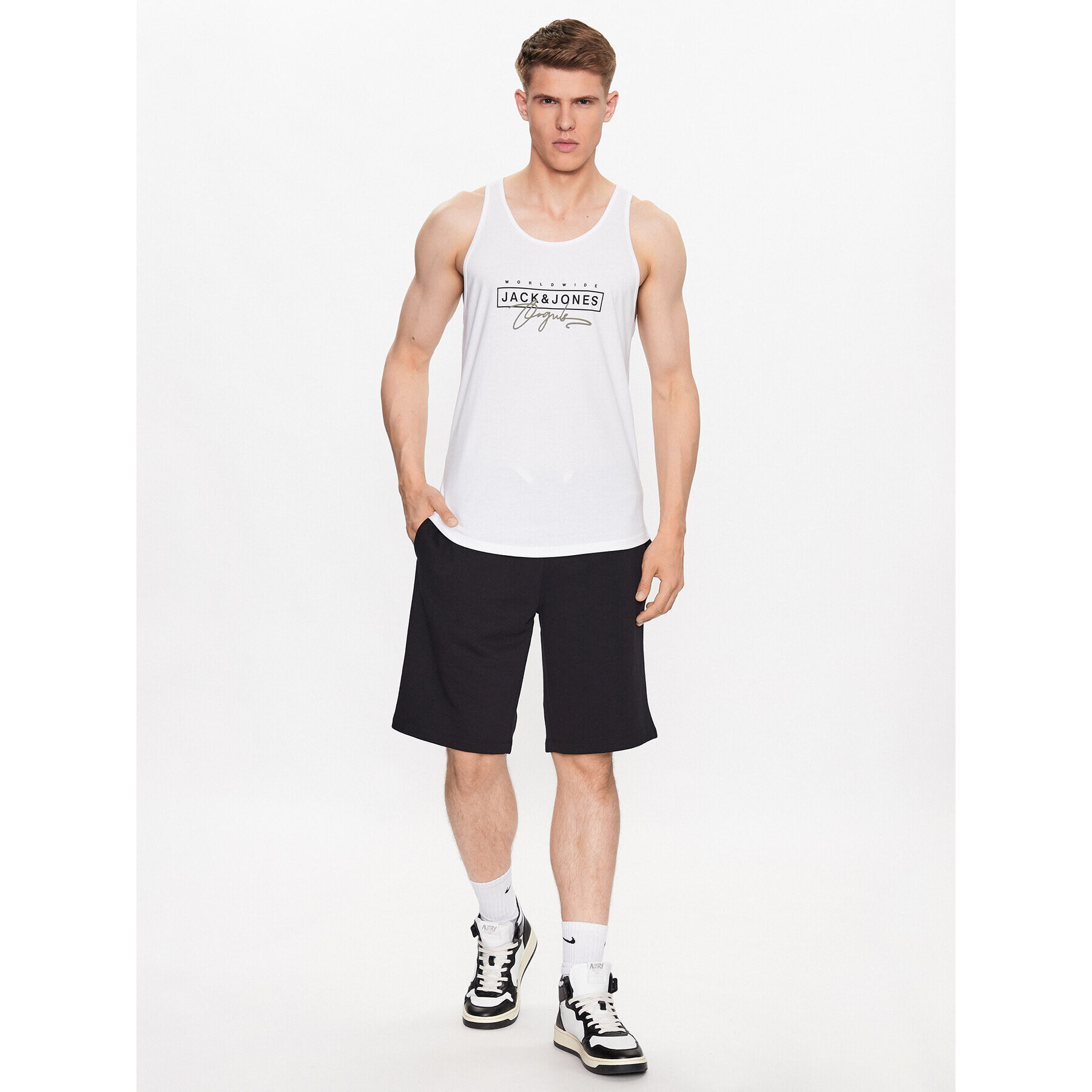 Jack&Jones Мъжки топ Splash 12235520 Бял Standard Fit - Pepit.bg