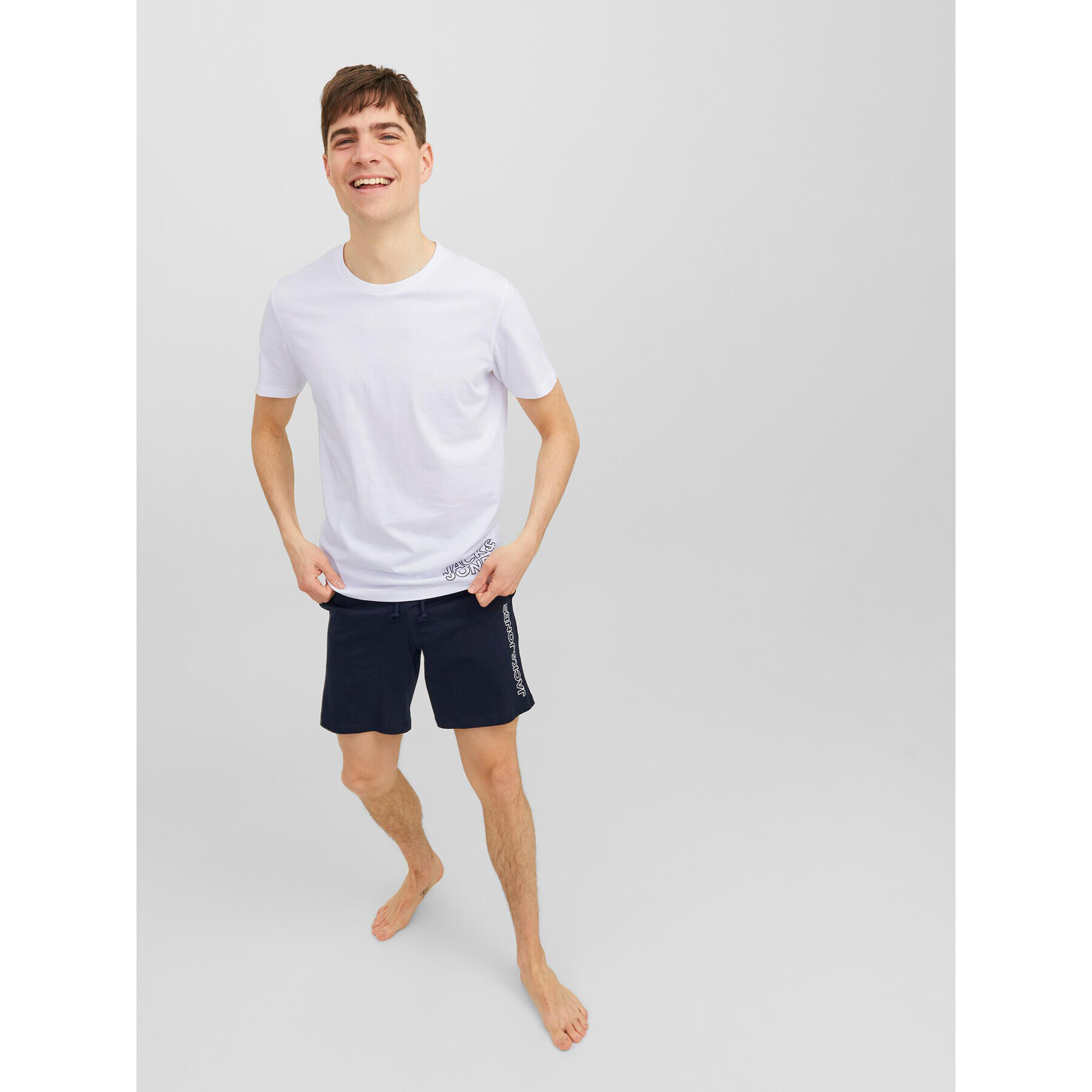 Jack&Jones Пижама 12245905 Бял Standard Fit - Pepit.bg