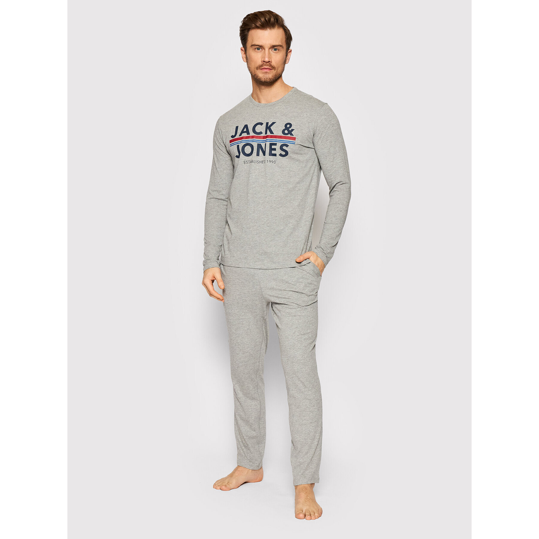 Jack&Jones Пижама Ron 12212542 Сив Regular Fit - Pepit.bg