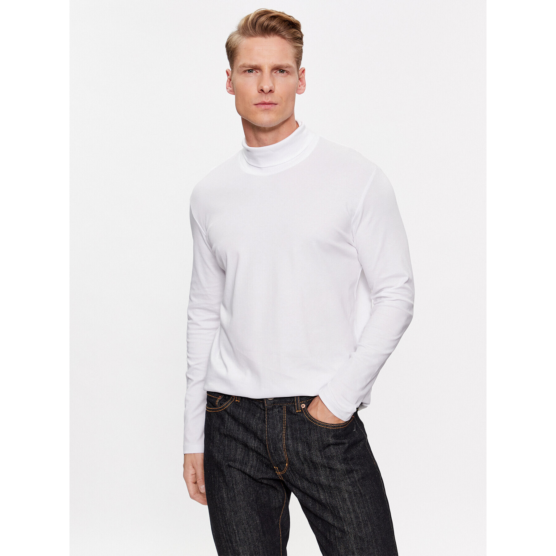 Jack&Jones Поло 12243471 Бял Standard Fit - Pepit.bg