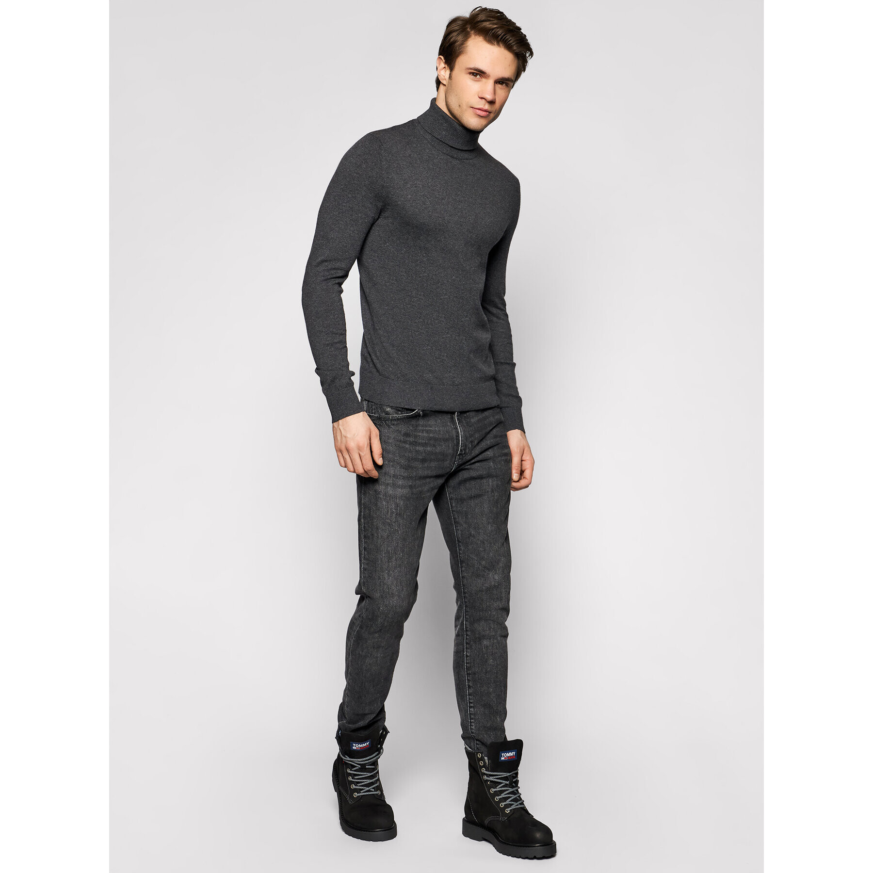 Jack&Jones Поло Emil Knit Roll 12157417 Сив Regular Fit - Pepit.bg