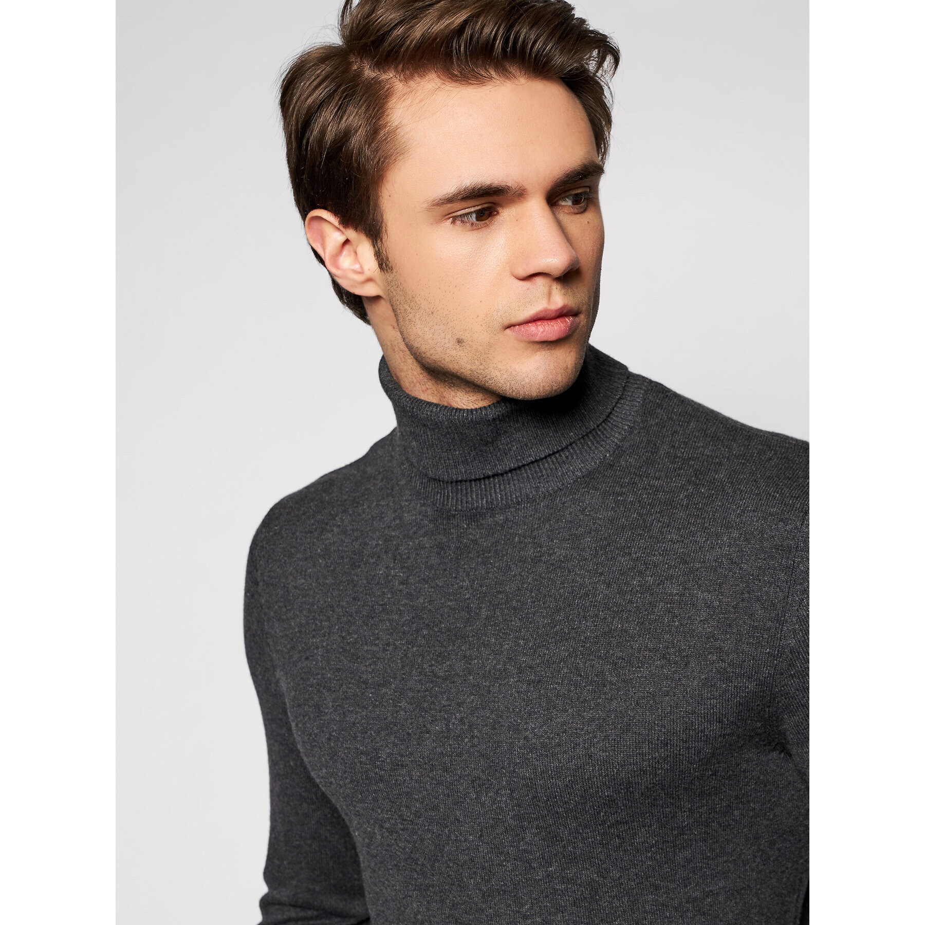 Jack&Jones Поло Emil Knit Roll 12157417 Сив Regular Fit - Pepit.bg